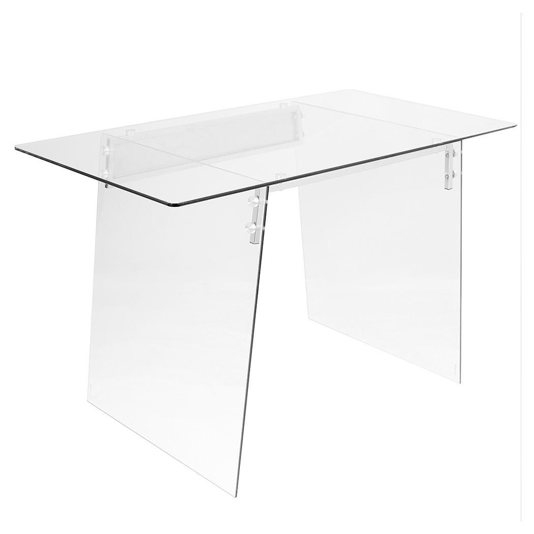 Glass Home Office Desk with Metal Accents, , large