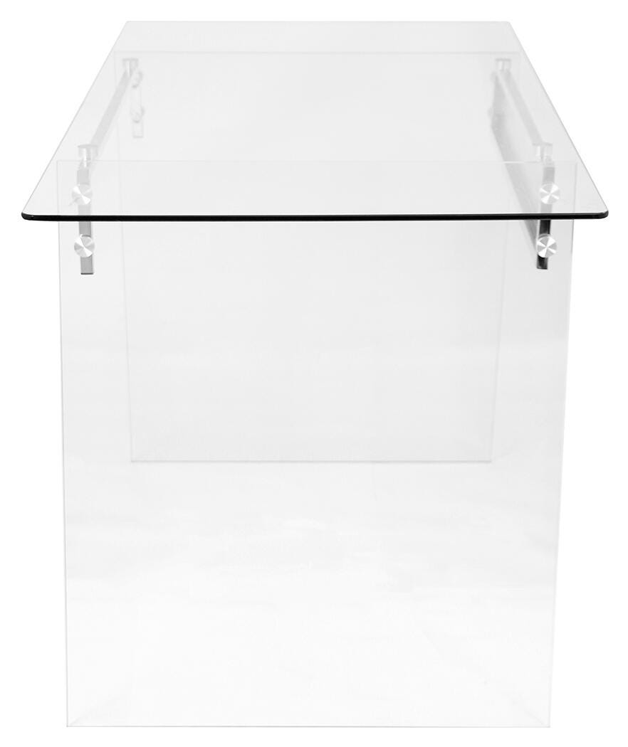Glass Home Office Desk with Metal Accents, , large