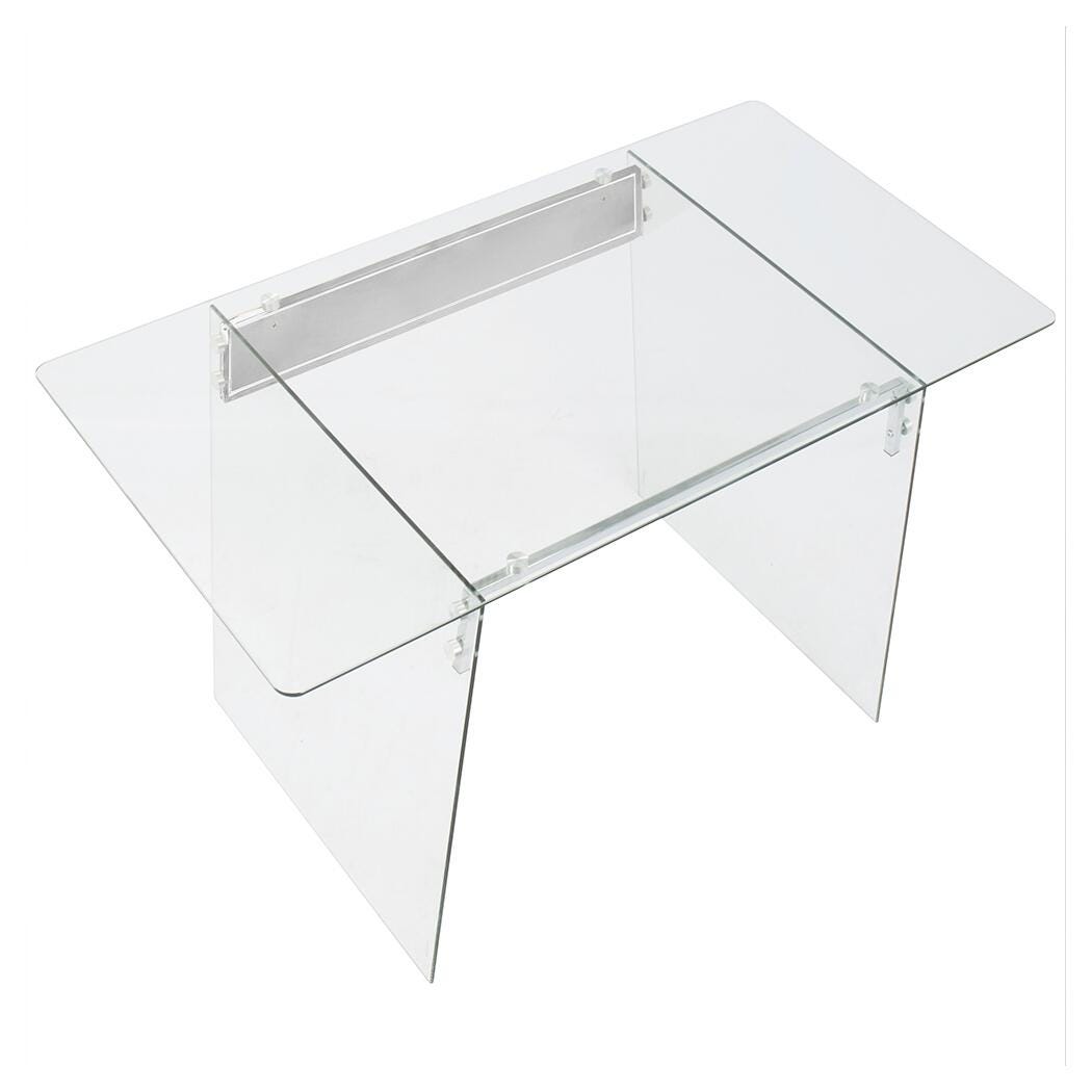Glass Home Office Desk with Metal Accents, , large