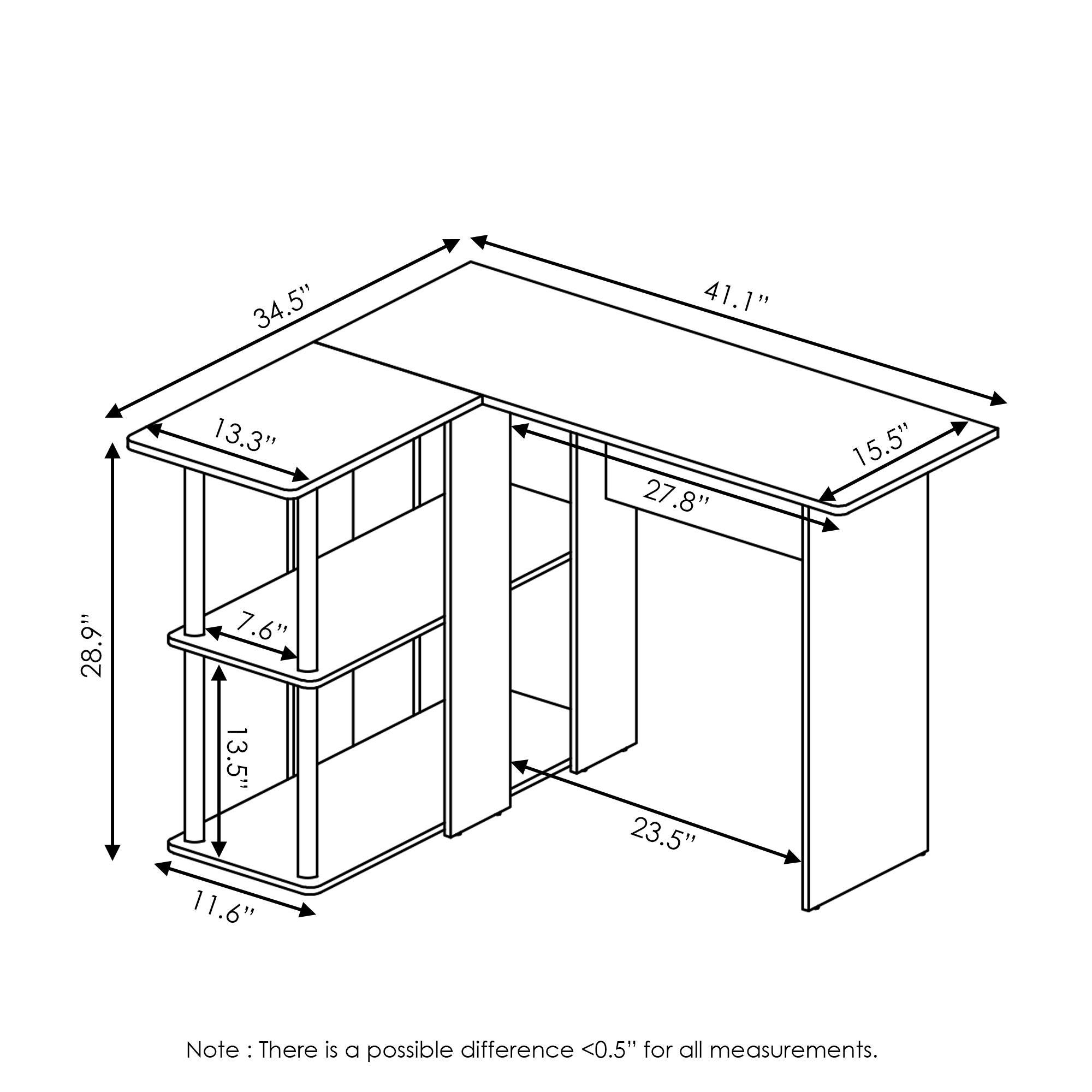 Corner Home Office Desk with Bookshelf, , large