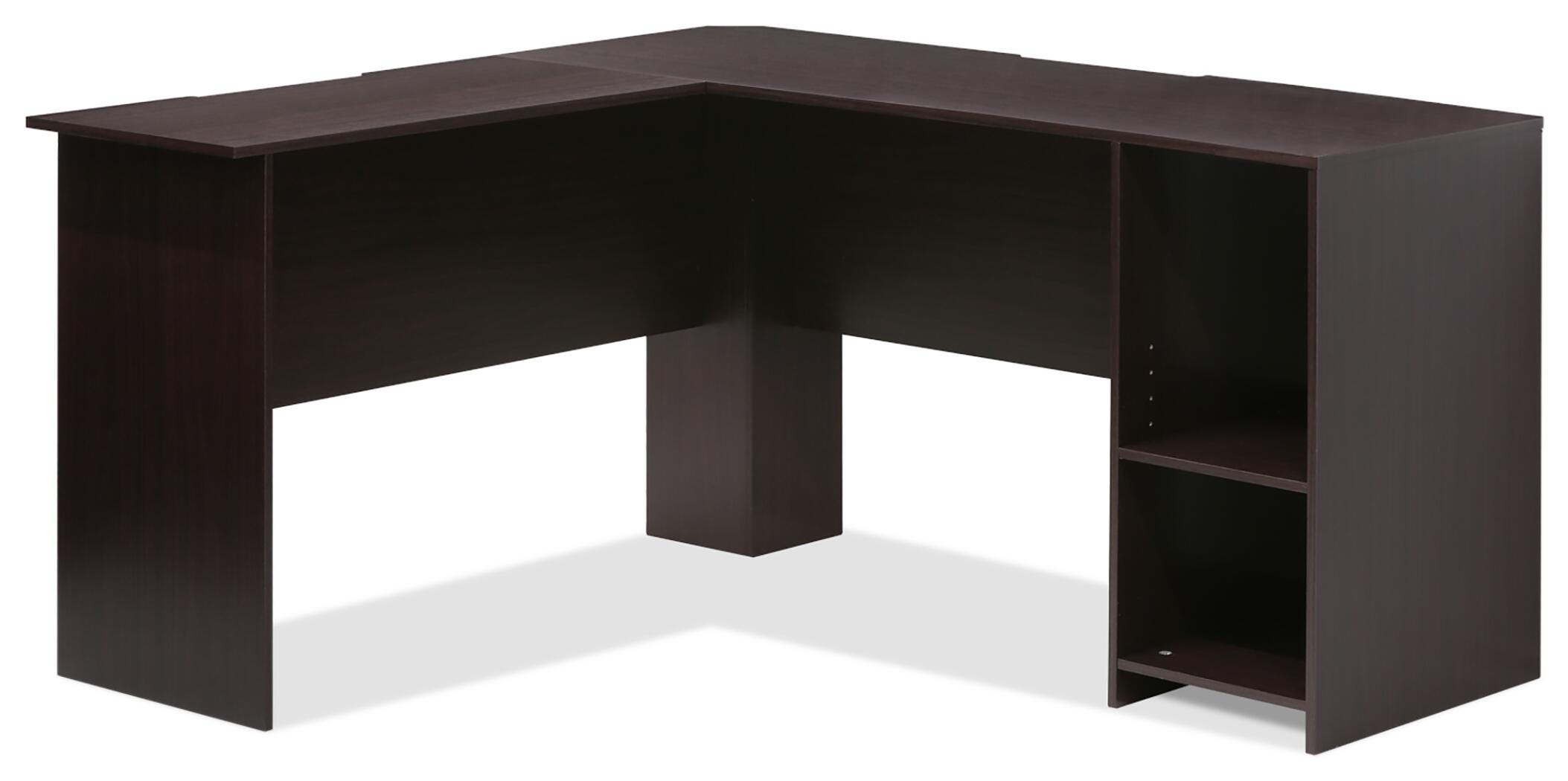 Corner Home Office Desk with Bookshelf, Espresso, large