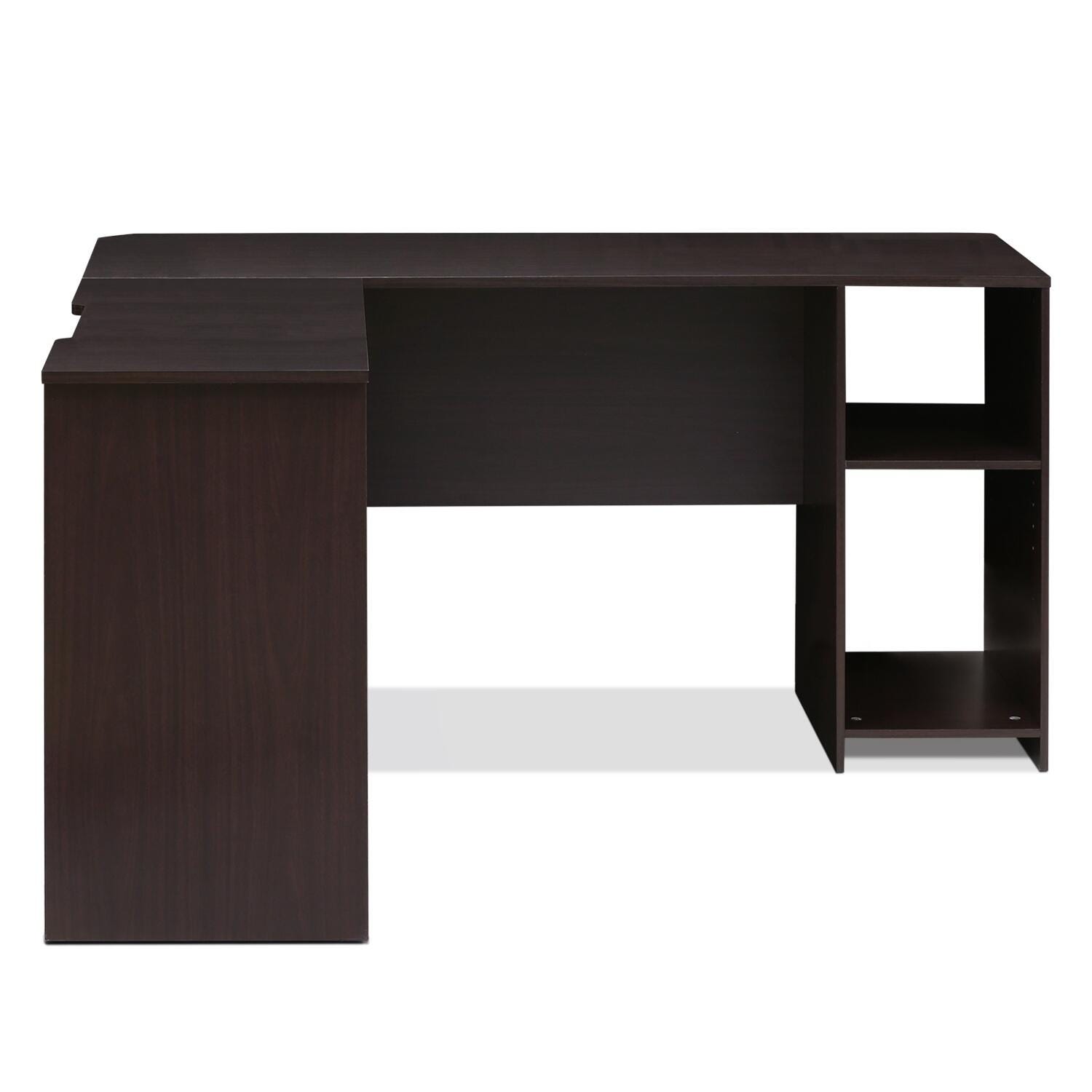 Corner Home Office Desk with Bookshelf, Espresso, large
