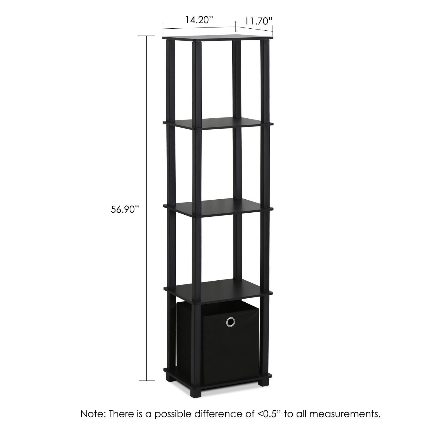 Five Shelf Home Office Bookcase with Bin, , large