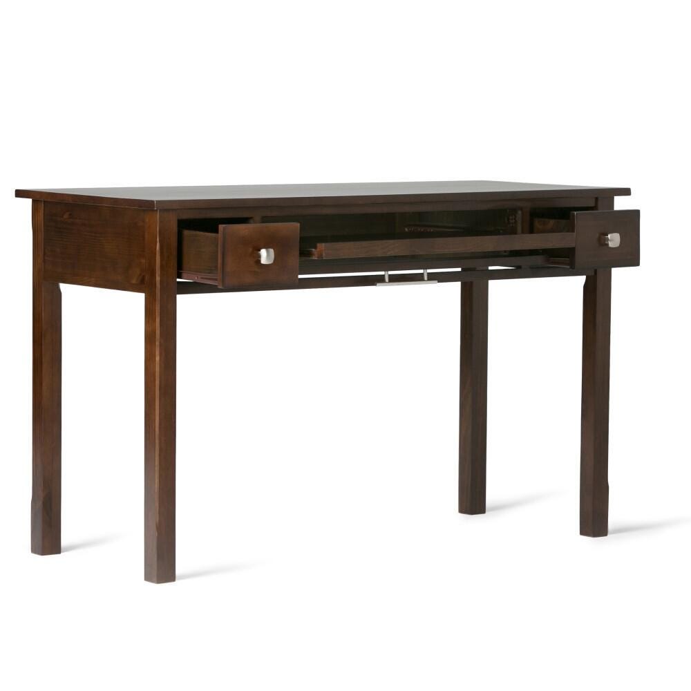 Two Drawer Desk with Pull-Out Keyboard Tray, Dark Tobacco Brown, large