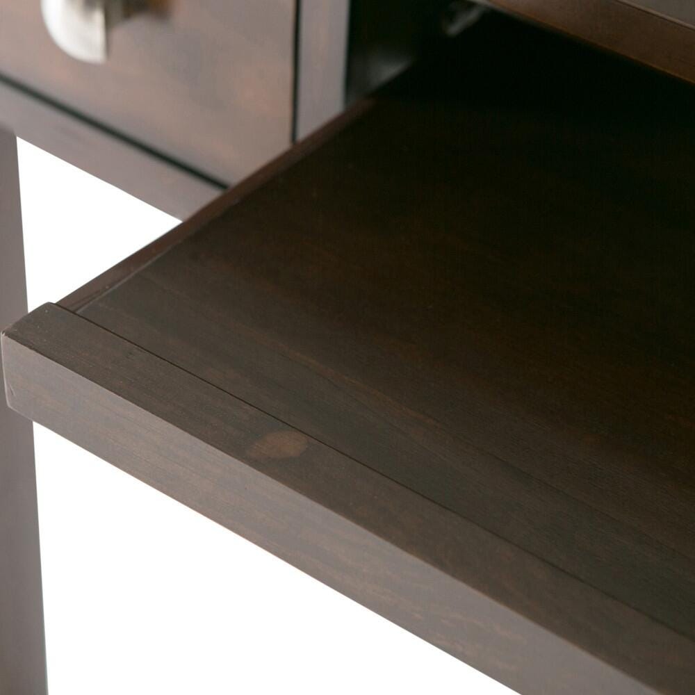 Two Drawer Desk with Pull-Out Keyboard Tray, Dark Tobacco Brown, large