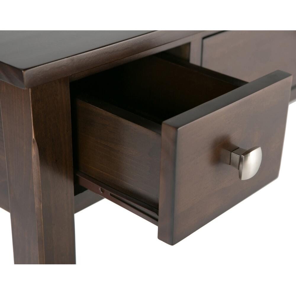 Two Drawer Desk with Pull-Out Keyboard Tray, Dark Tobacco Brown, large