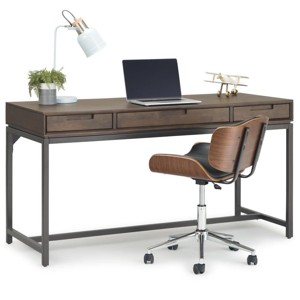 Simpli Home Banting 60" Desk, Walnut Brown, large
