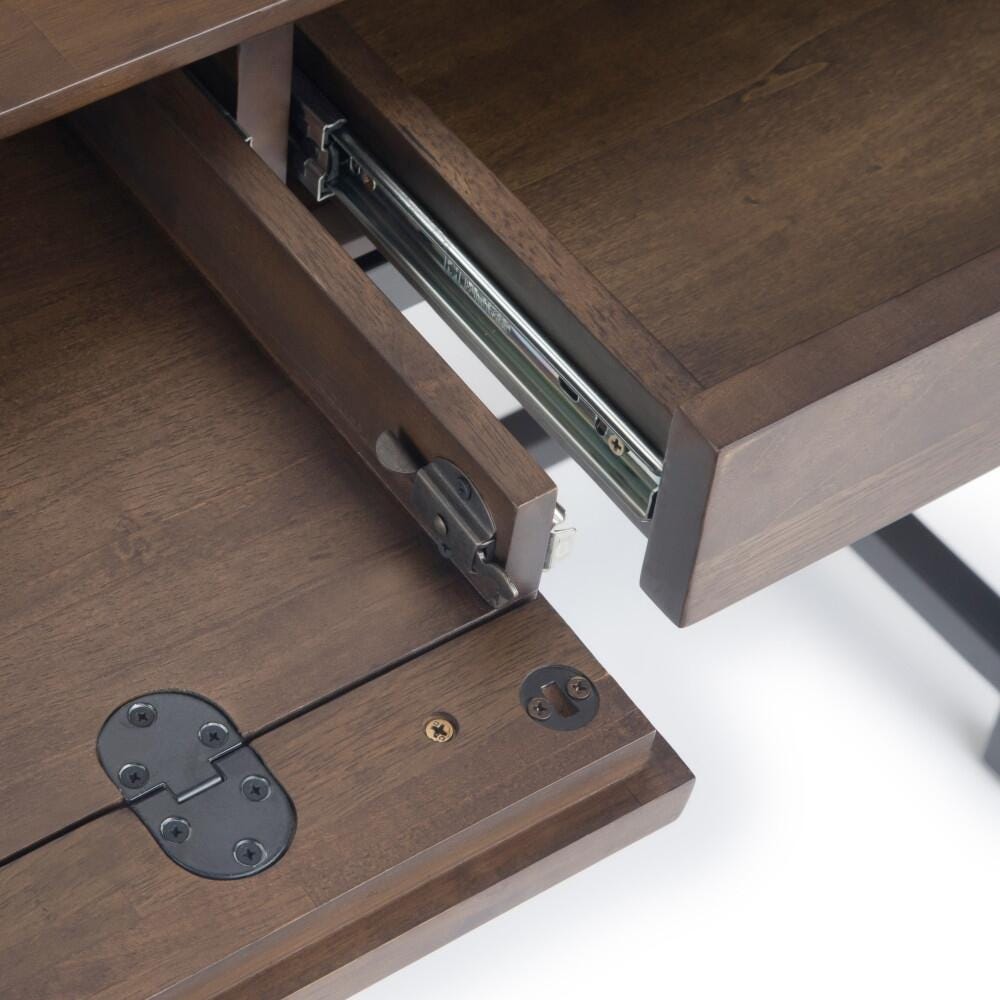 Simpli Home Banting 72" Desk, Walnut Brown, large