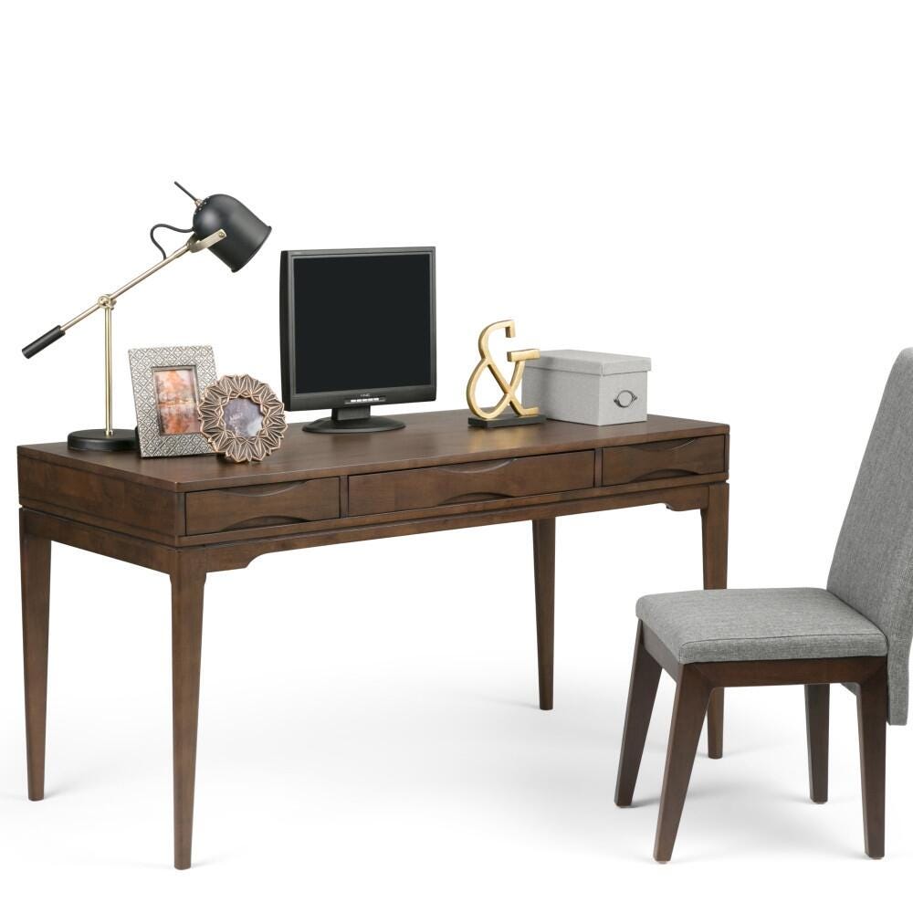 Writing Desk with Keyboard Tray, Walnut Brown, large