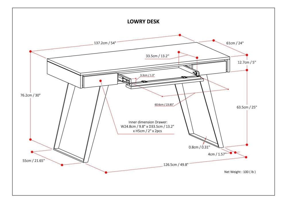 Industrial Metal Desk, Distressed Charcoal, large