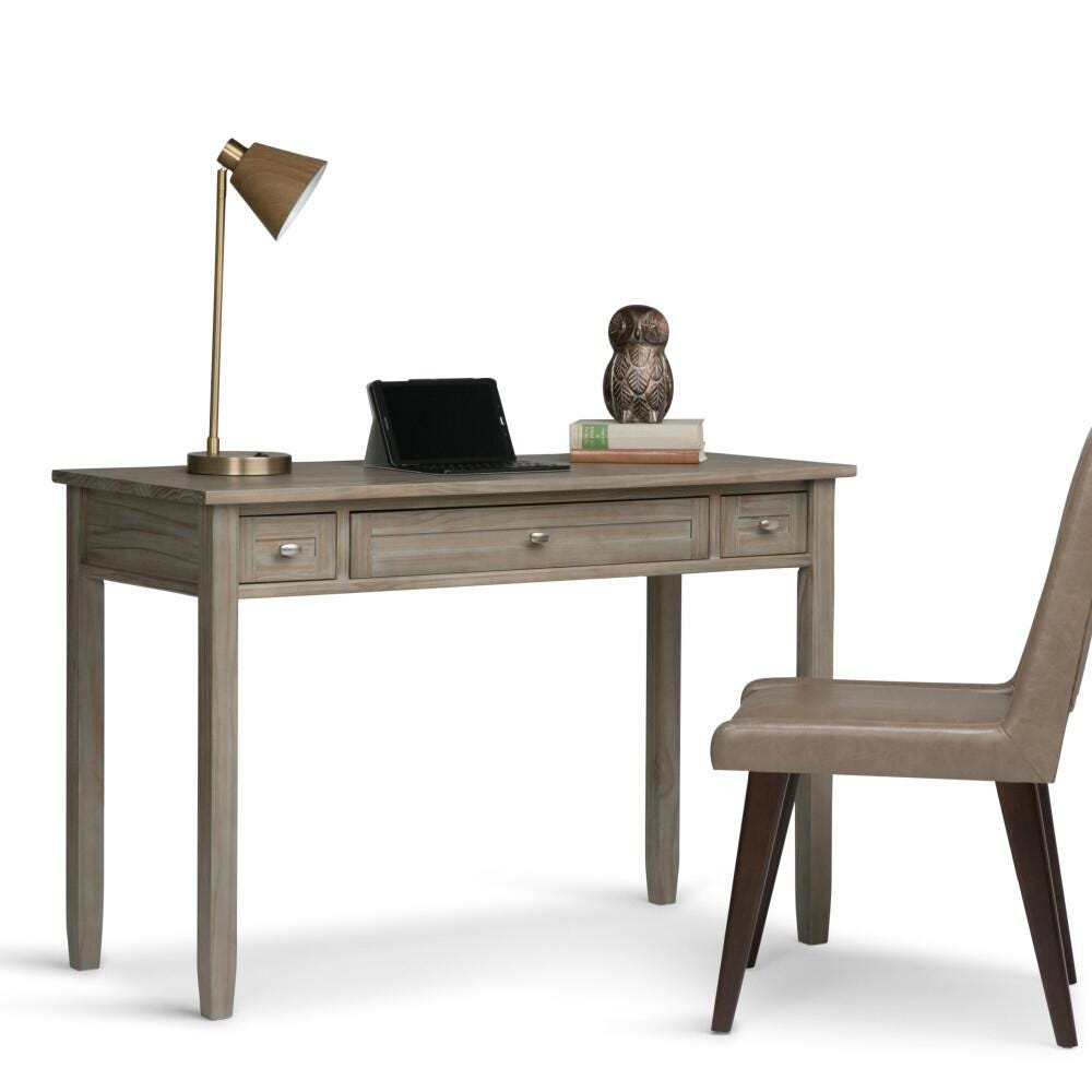 Writing Desk with Pull-Out Keyboard Tray, Distressed Gray, large