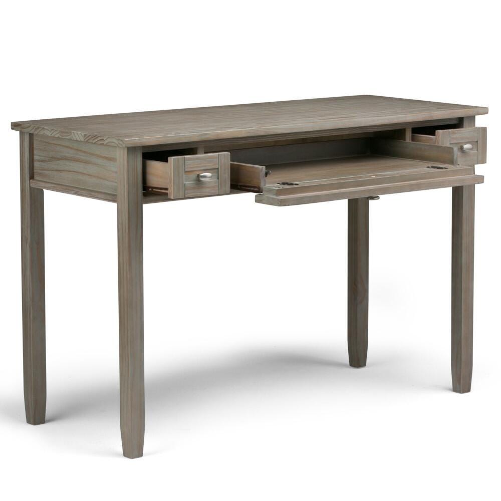 Writing Desk with Pull-Out Keyboard Tray, Distressed Gray, large