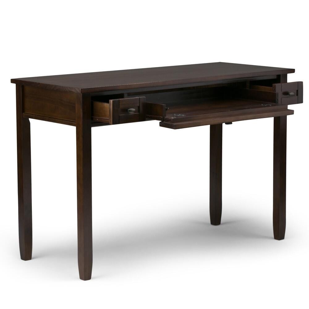Writing Desk with Pull-Out Keyboard Tray, Tobacco Brown, large
