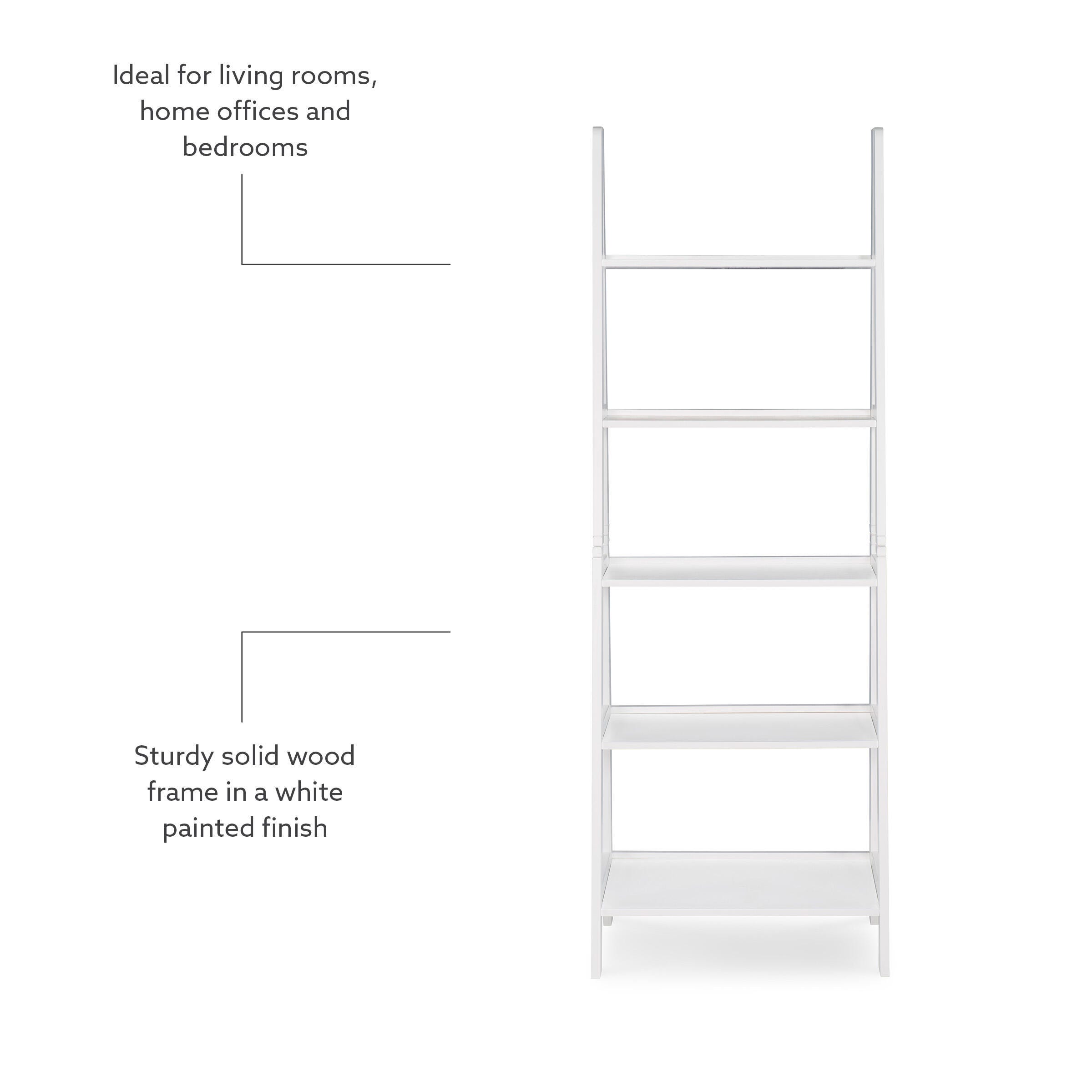 Linon Falan Ladder Bookshelf, White, large