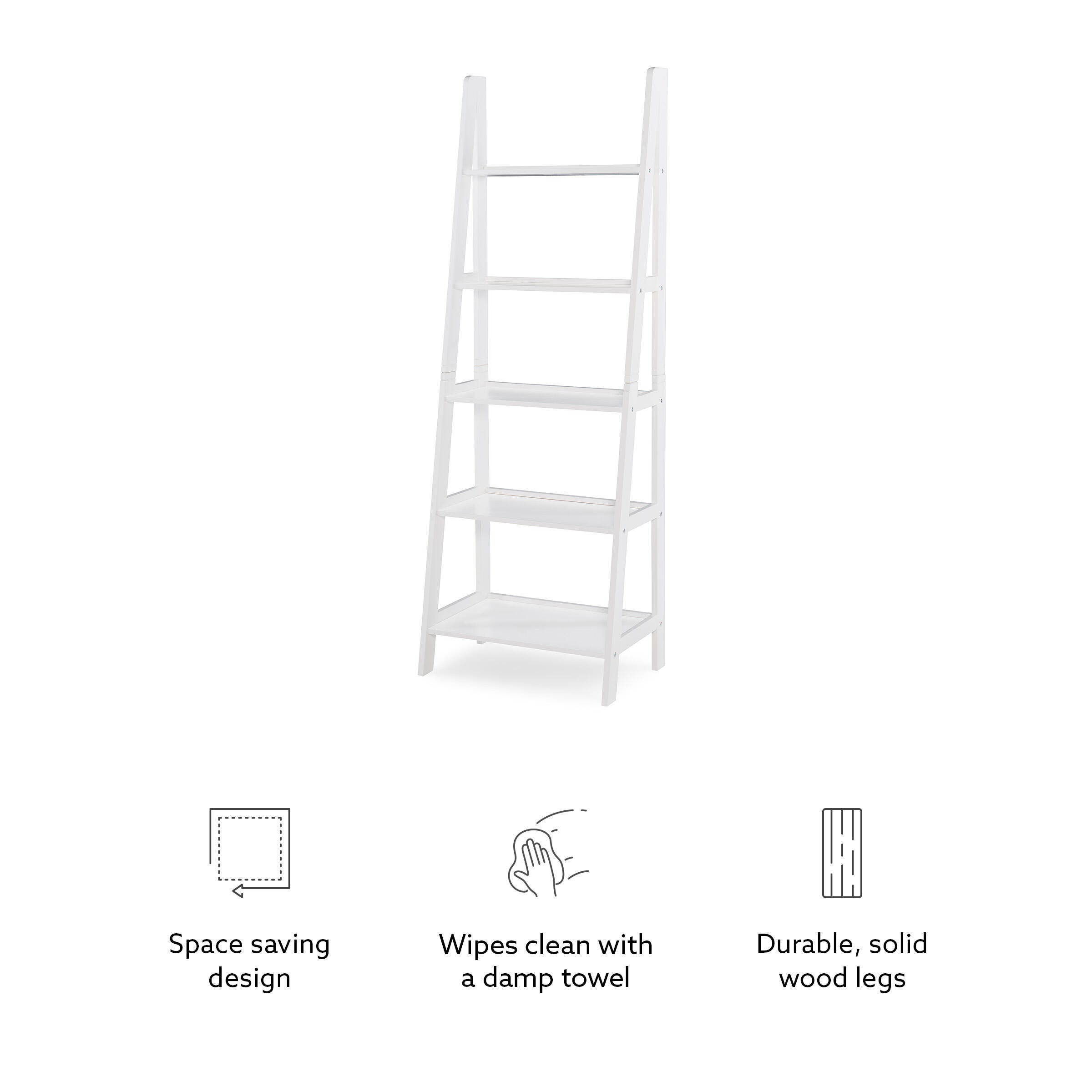 Linon Falan Ladder Bookshelf, White, large