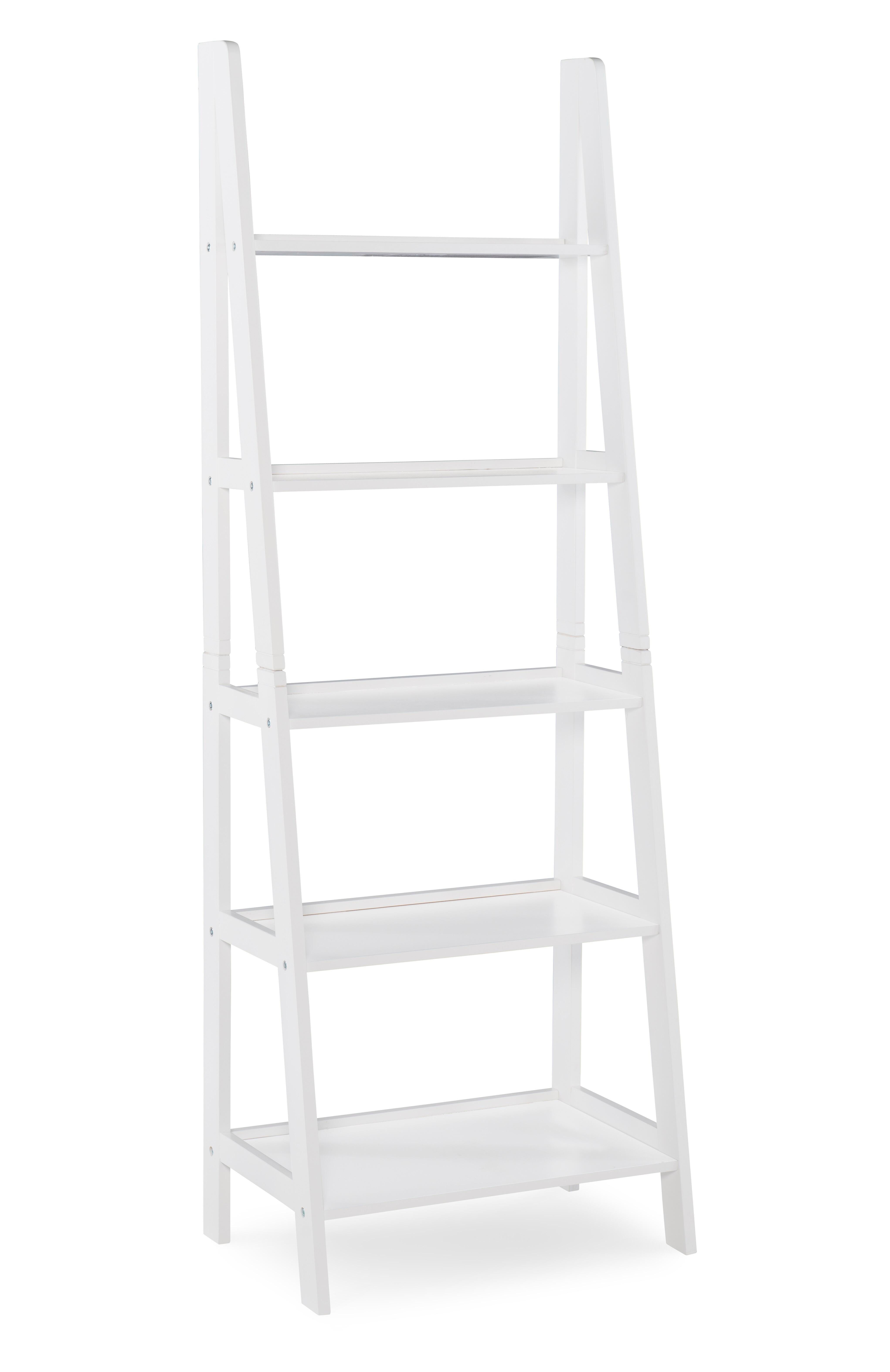 Linon Falan Ladder Bookshelf, White, large