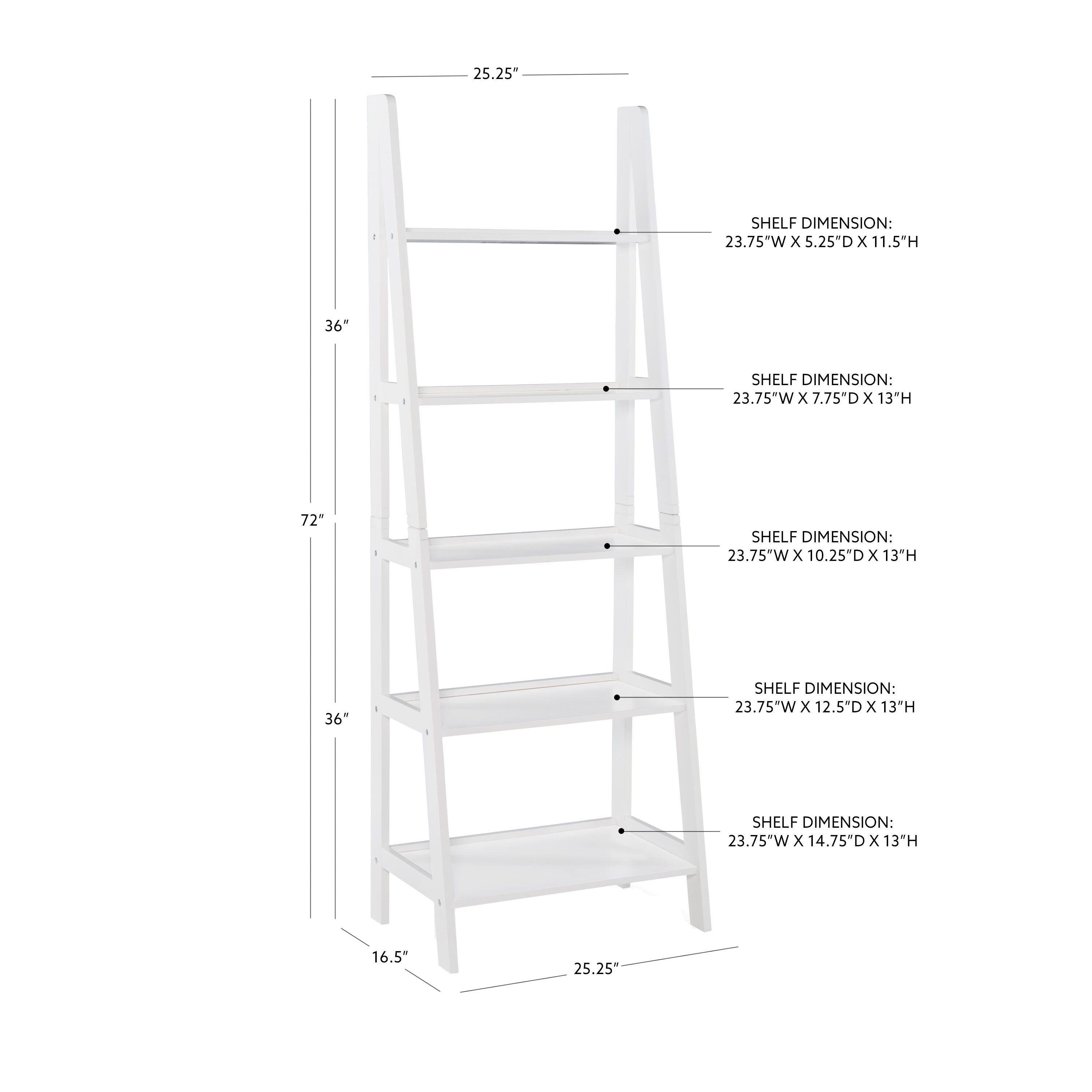 Linon Falan Ladder Bookshelf, White, large