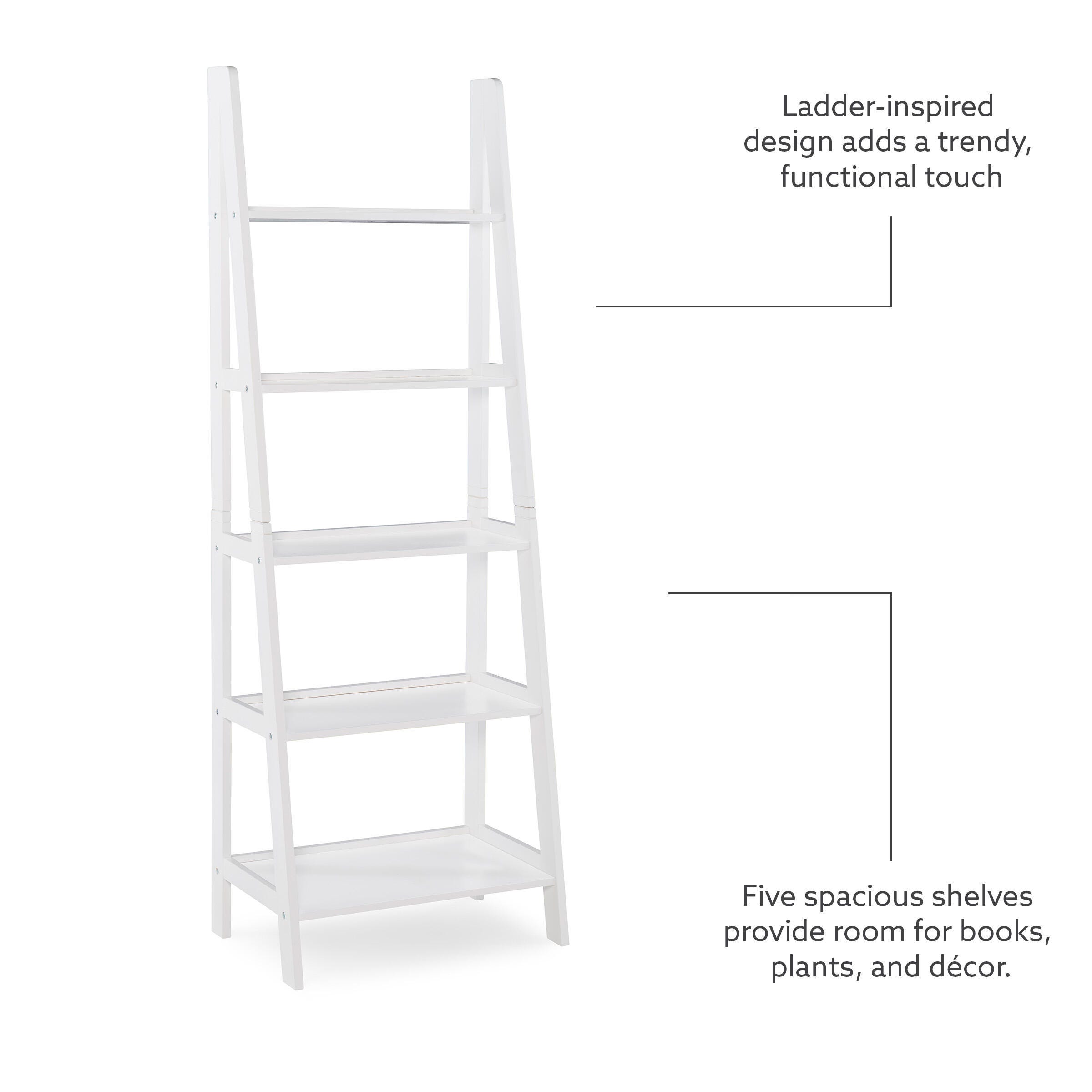 Linon Falan Ladder Bookshelf, White, large