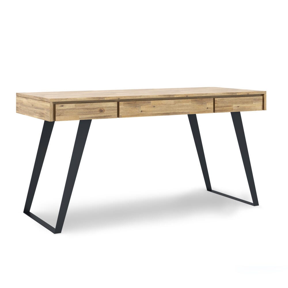 Simpli Home Lowry Industrial 54" Desk, Distressed Golden Wheat, large