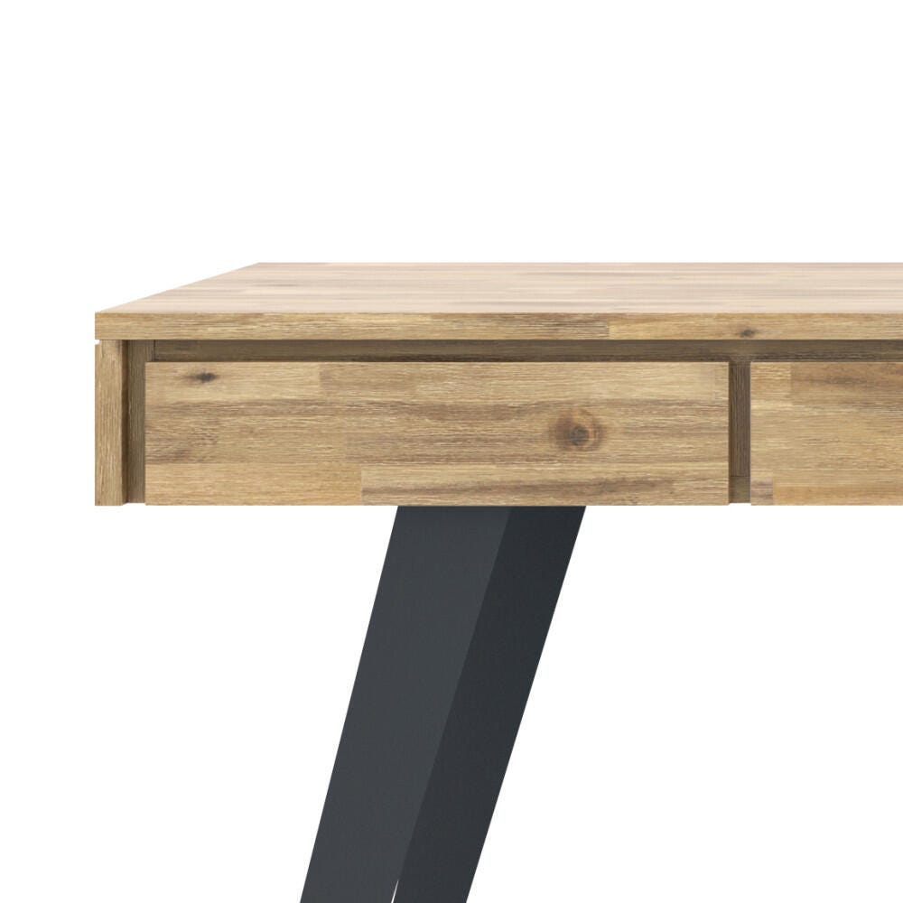 Simpli Home Lowry Industrial 54" Desk, Distressed Golden Wheat, large