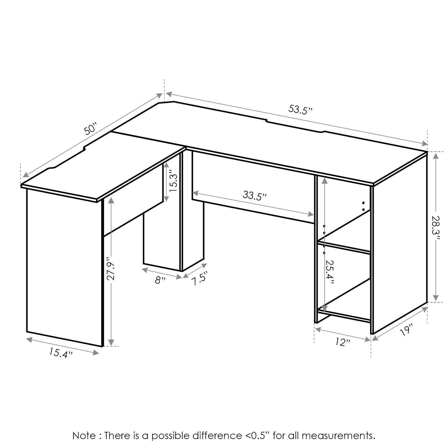 Indo L-Shaped Desk with Bookshelves, White, large
