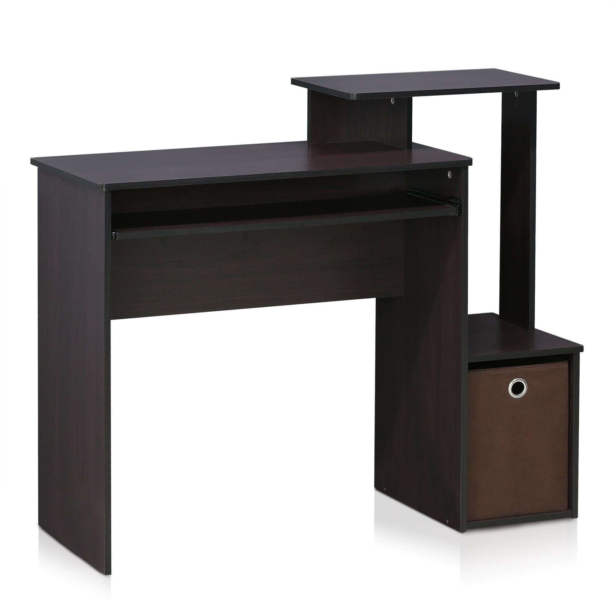 Econ Econ 39.5" Multipurpose Computer Writing Desk with Bin Drawer, Dark Walnut, large