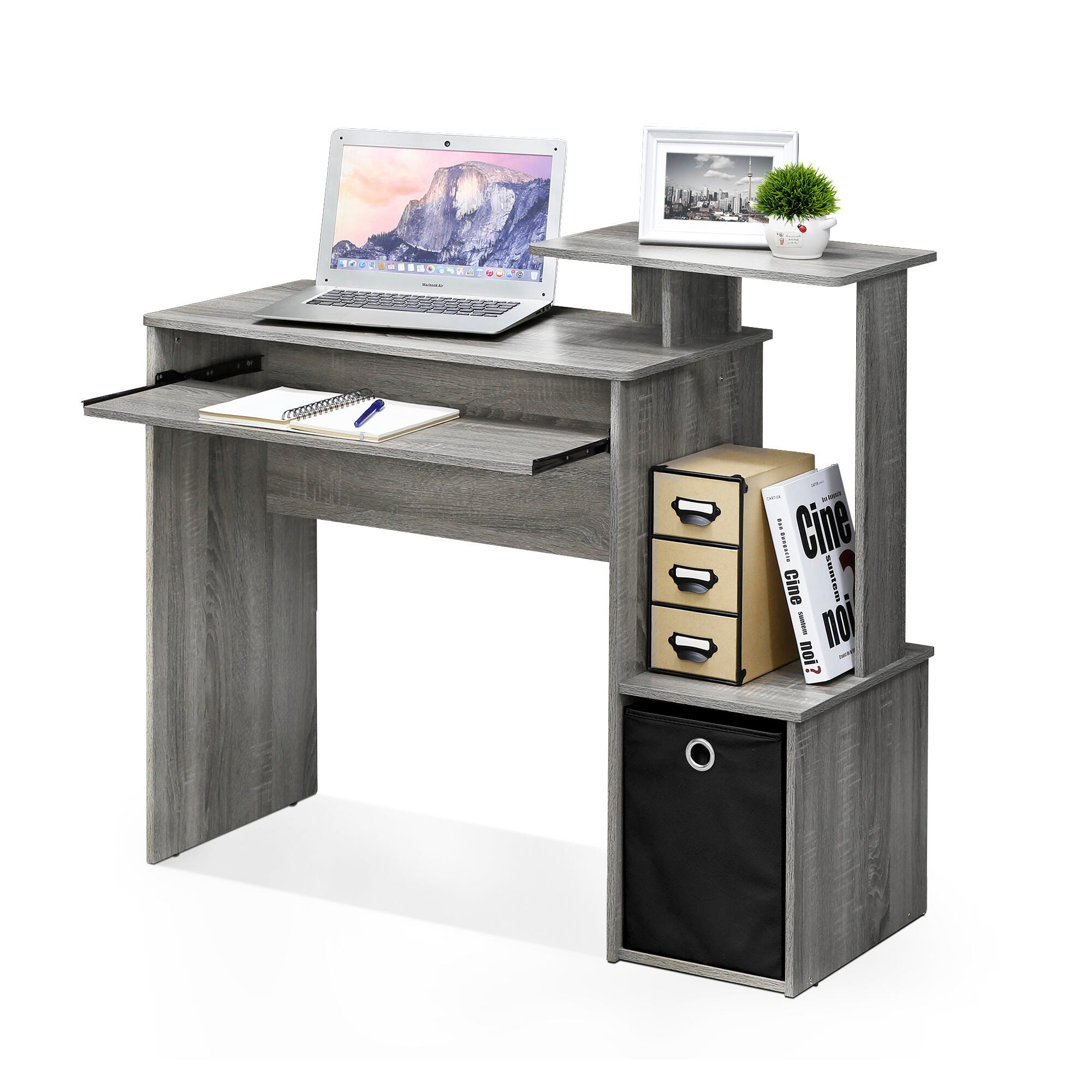Econ Econ 39.5" Multipurpose Computer Writing Desk with Bin Drawer, French Oak, large