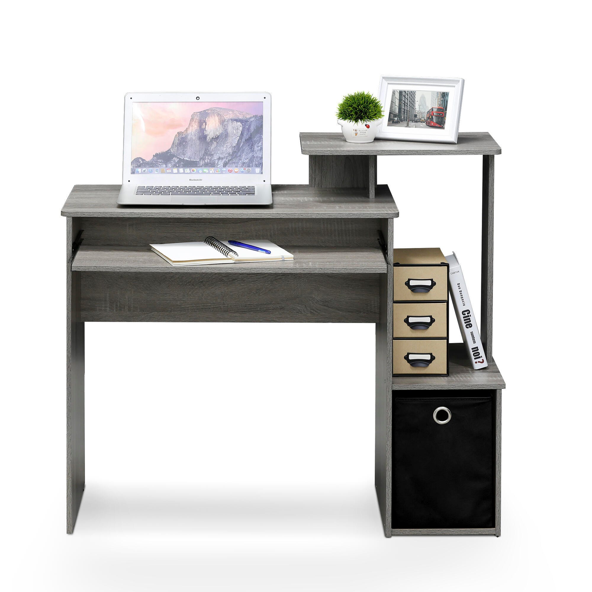 Econ Econ 39.5" Multipurpose Computer Writing Desk with Bin Drawer, French Oak, large