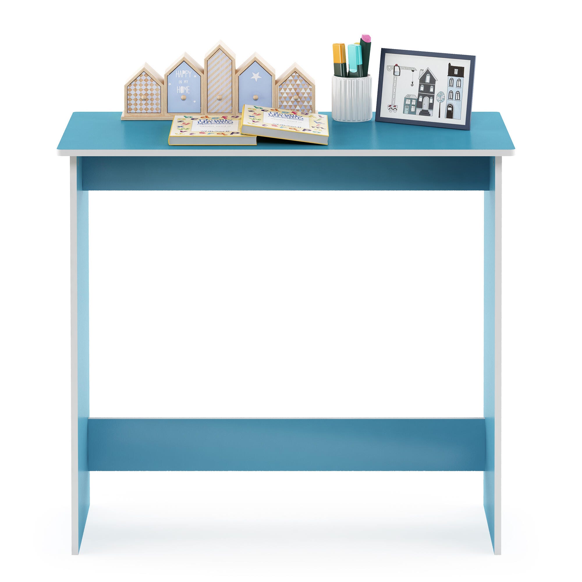Furinno Simplistic 35" Home Office Desk, Blue, large