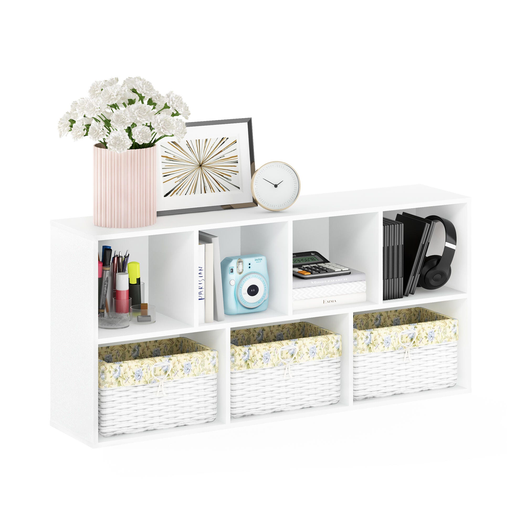 Luder 7-Cube Reversible Open Shelf, White, large