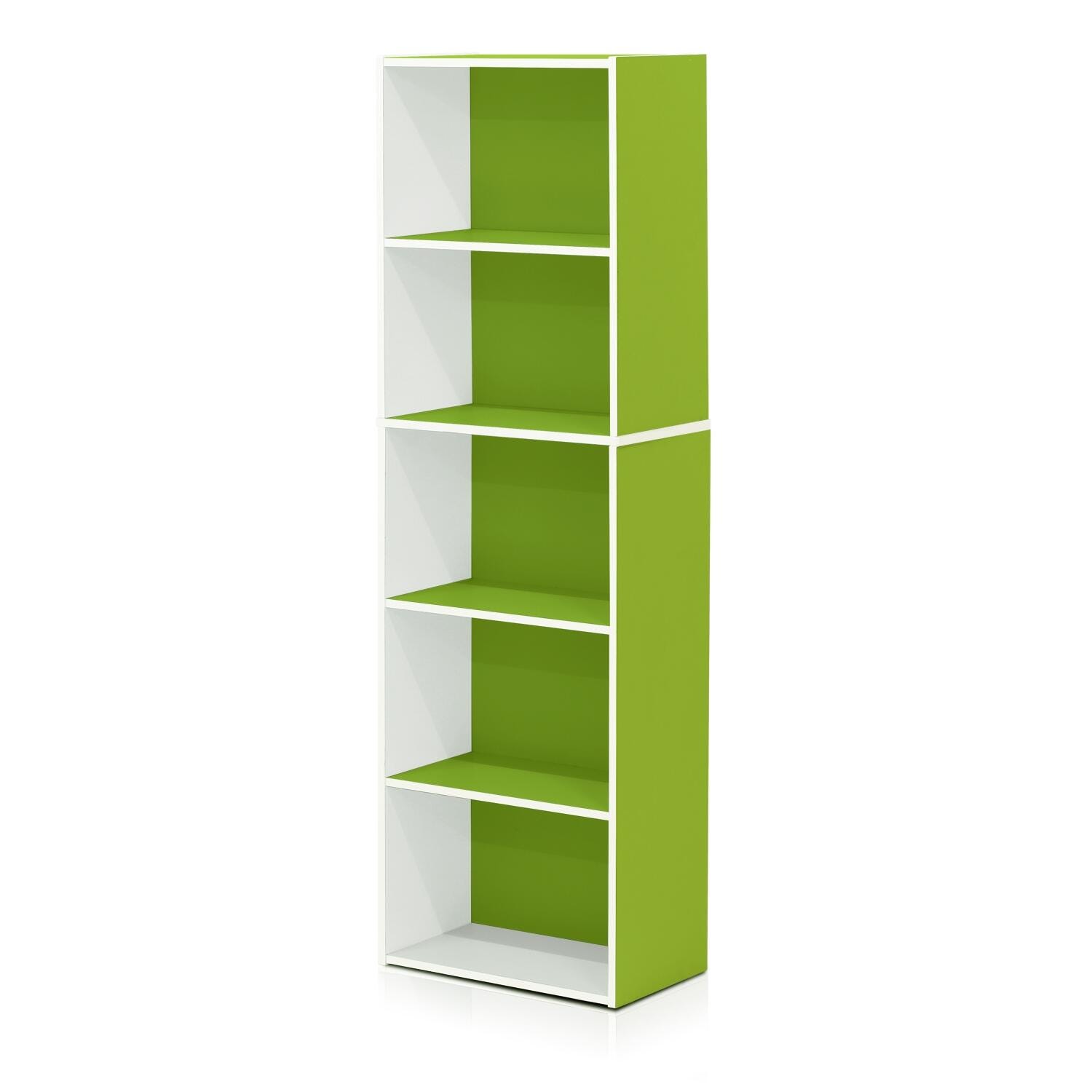 Luder 5-Tier Reversible Color Open Shelf Bookcase, Green, large
