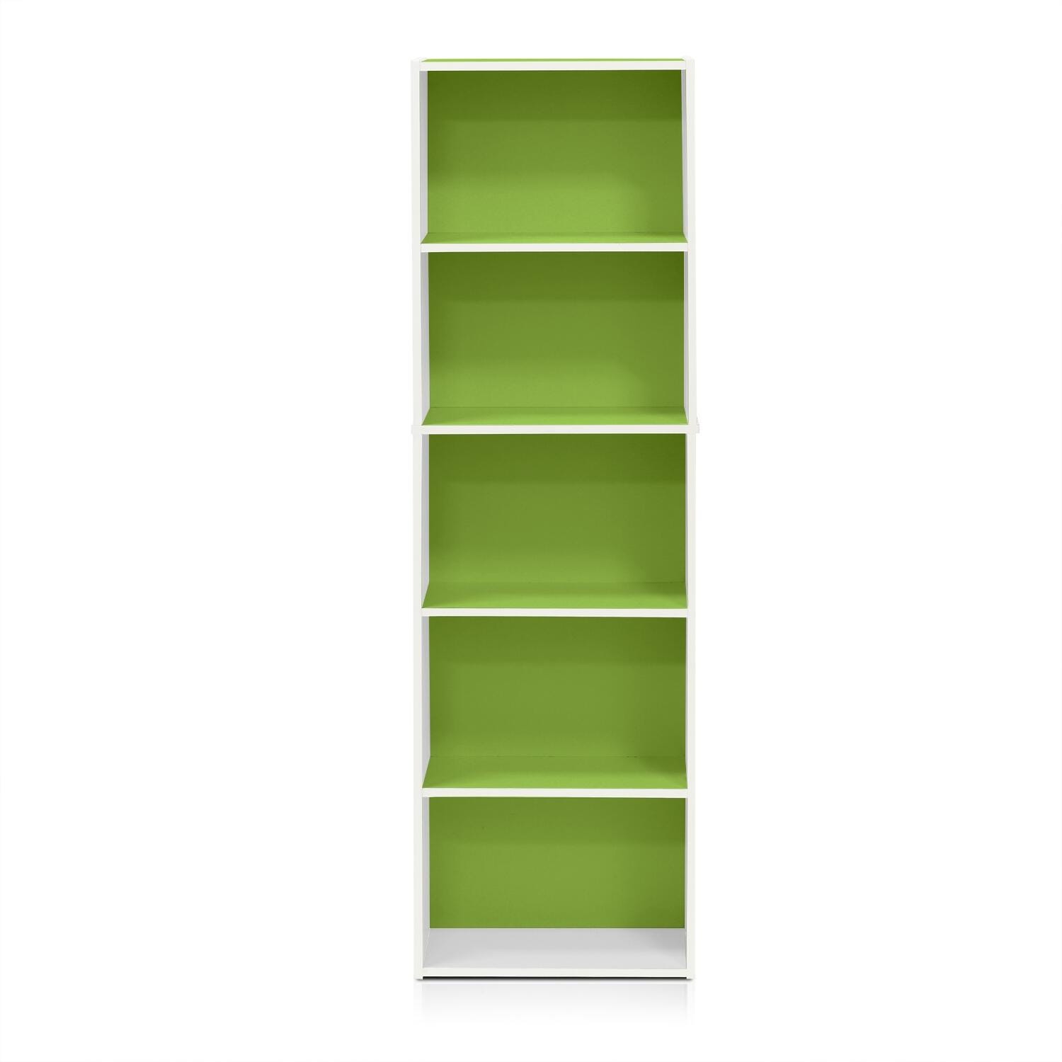 Luder 5-Tier Reversible Color Open Shelf Bookcase, Green, large