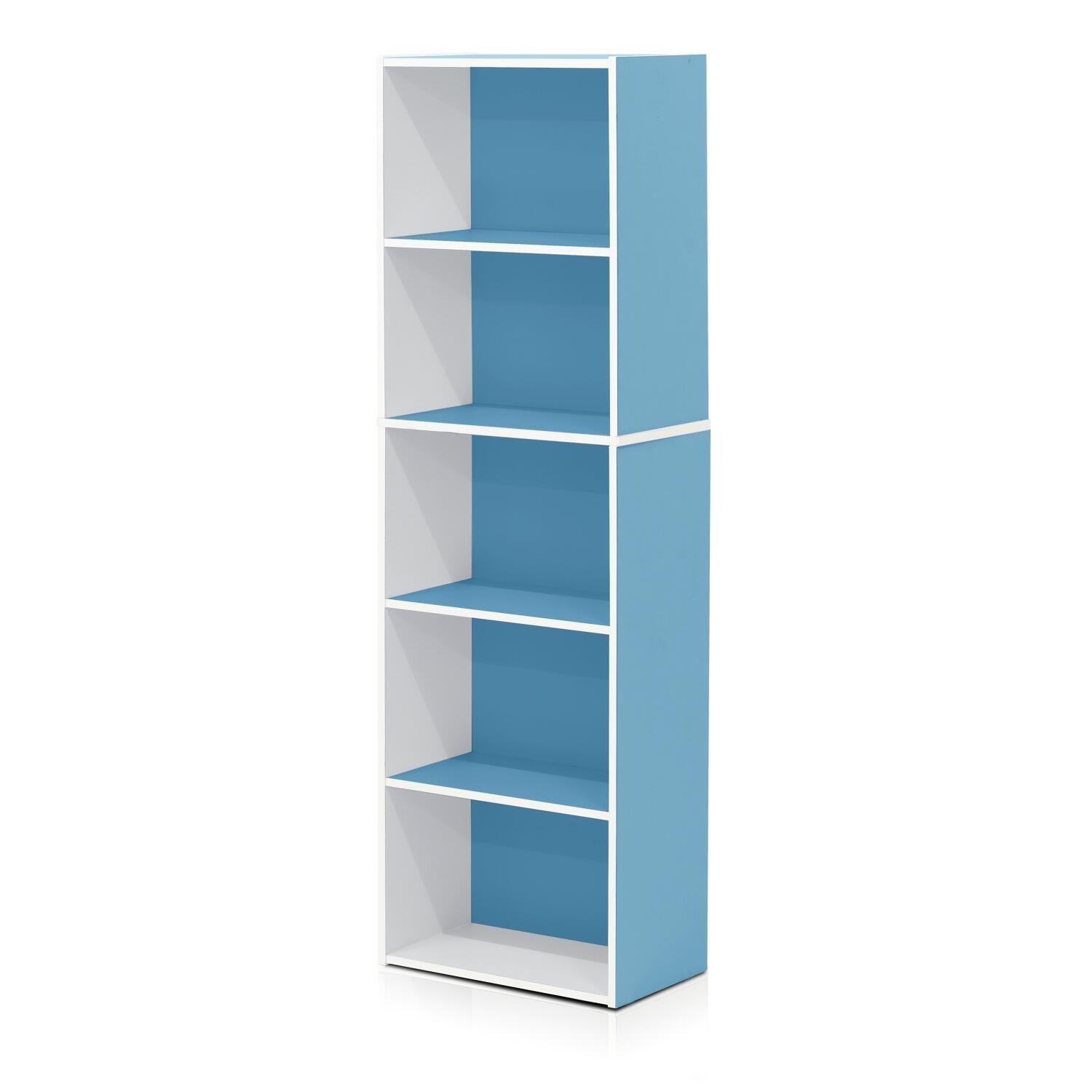 Luder 5-Tier Reversible Color Open Shelf Bookcase, Blue, large