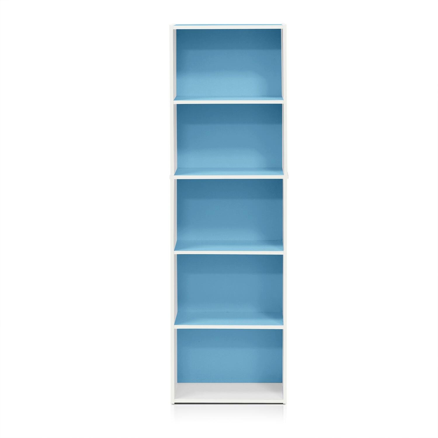 Luder 5-Tier Reversible Color Open Shelf Bookcase, Blue, large