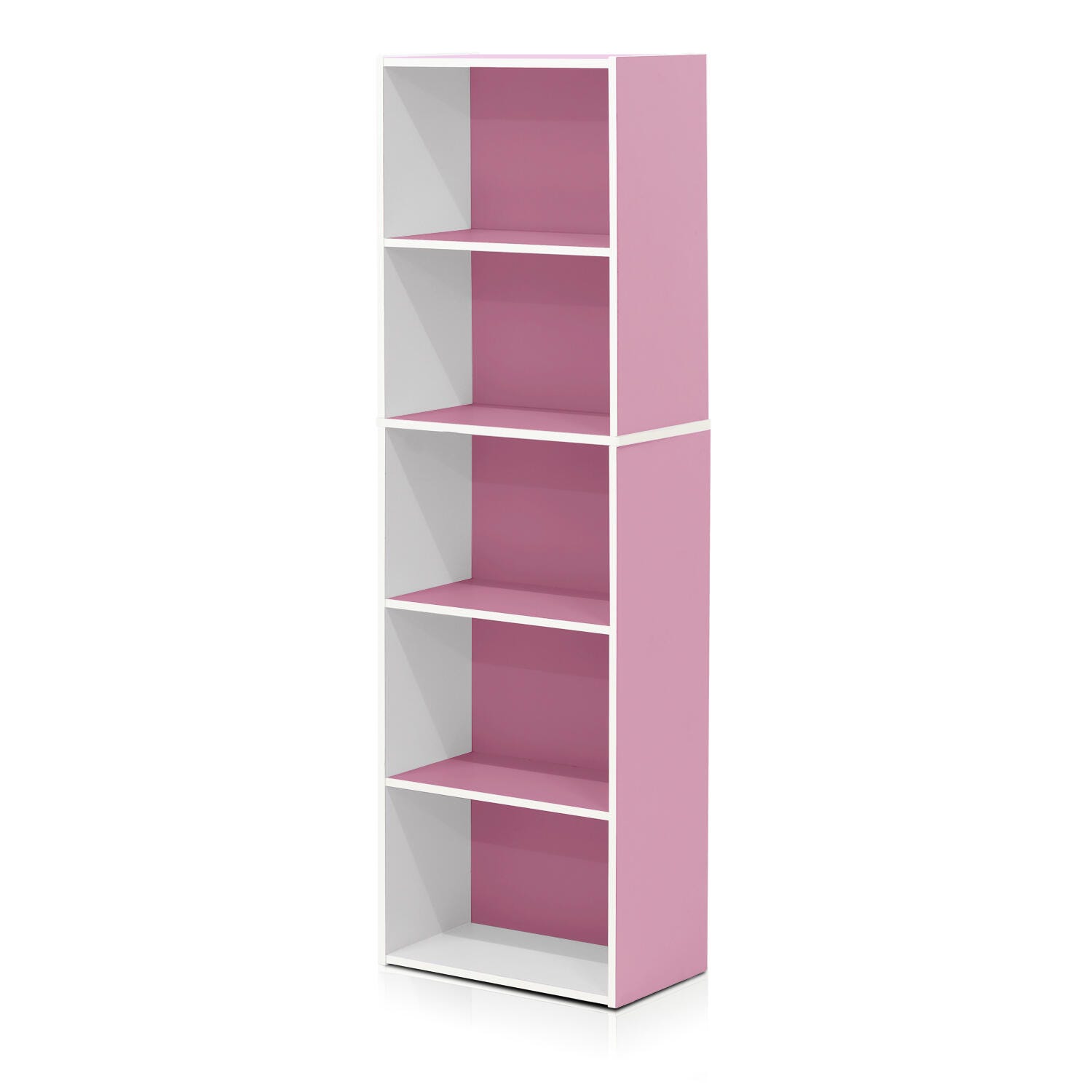 Luder 5-Tier Reversible Color Open Shelf Bookcase, Pink, large