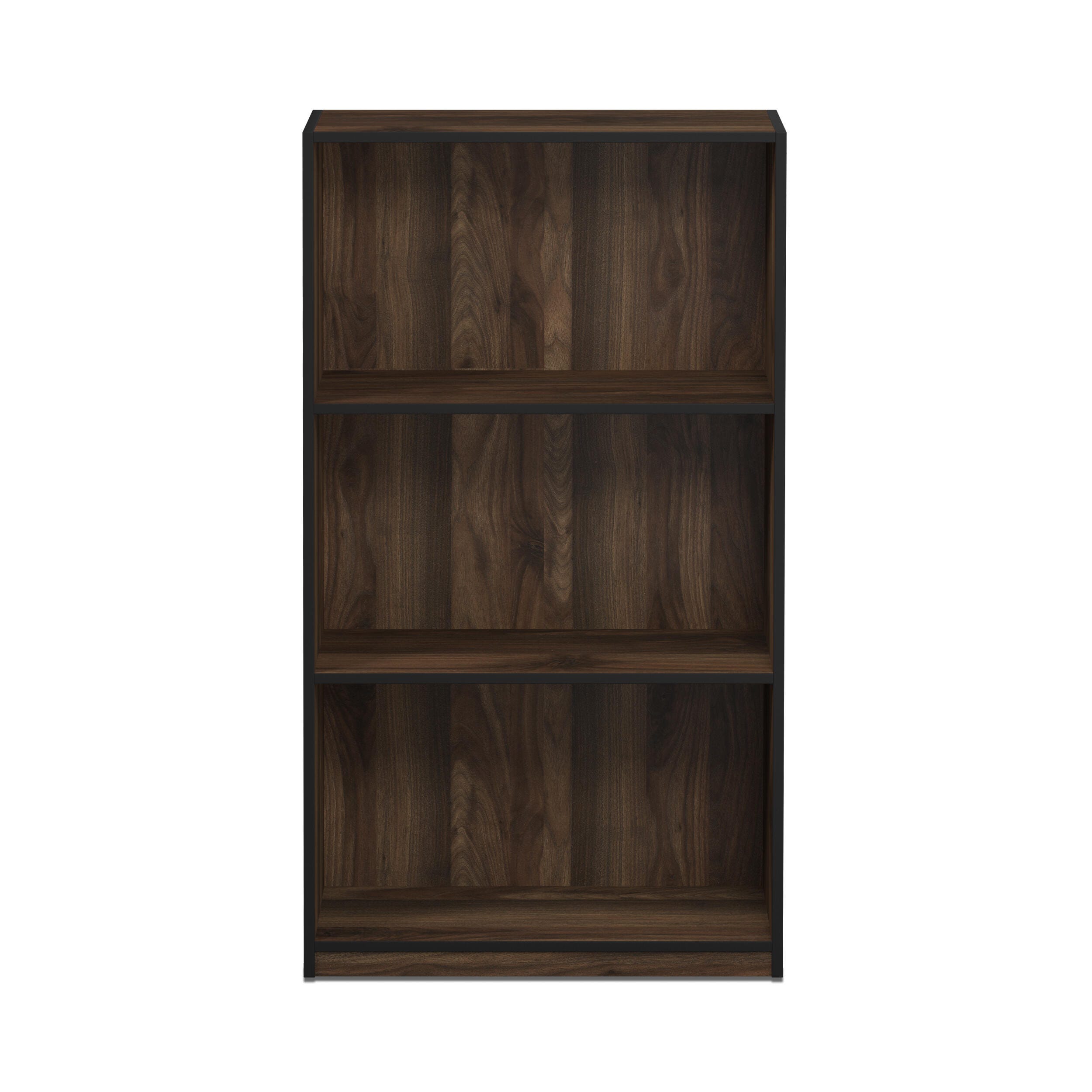 Basic 3-Tier Bookcase Storage Shelves, Brown, large