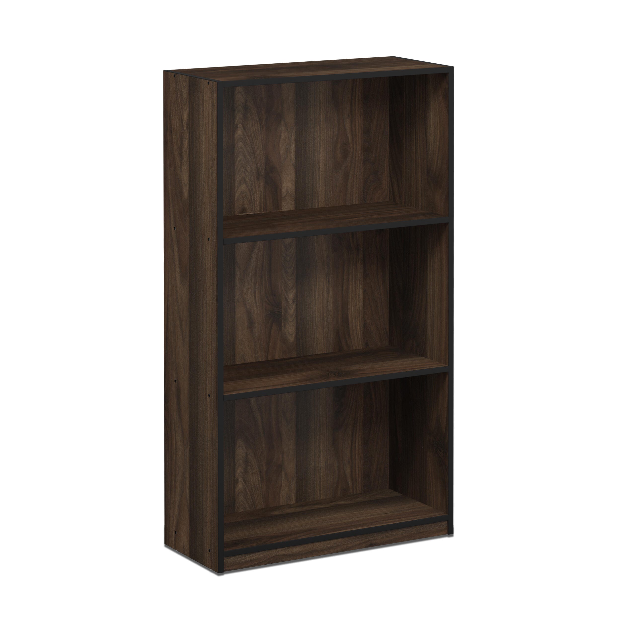 Basic 3-Tier Bookcase Storage Shelves, Brown, large