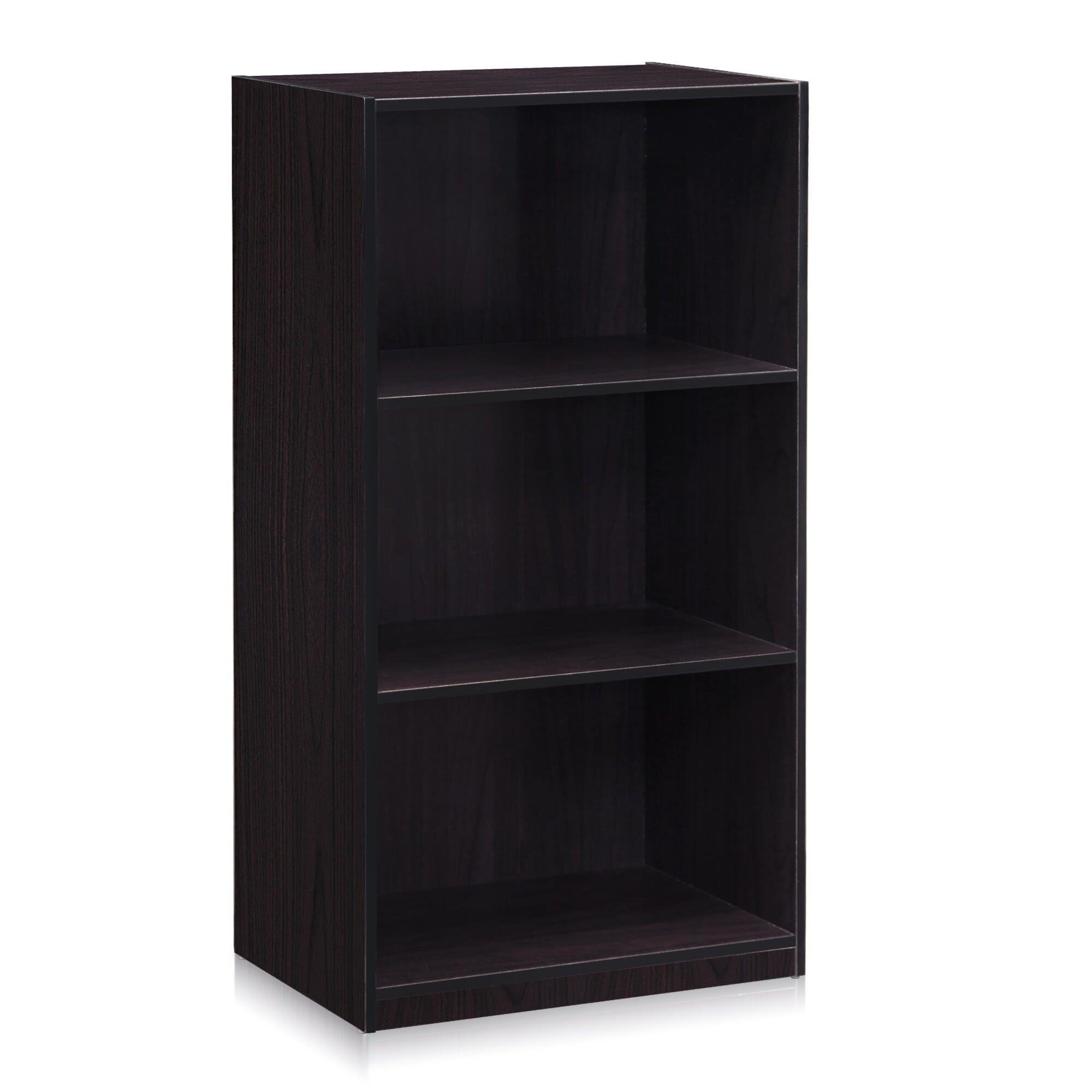 Basic 3-Tier Bookcase Storage Shelves, Black, large