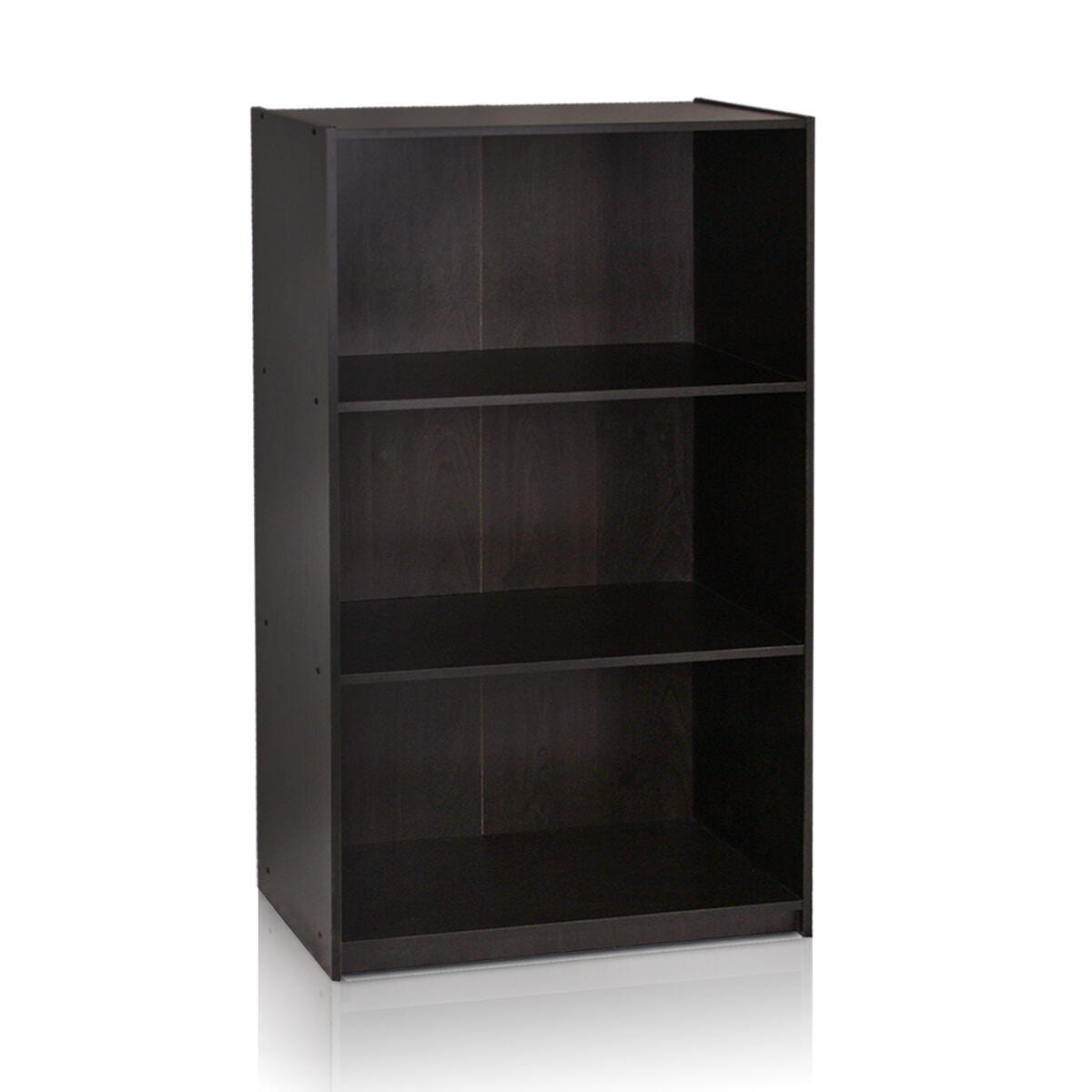 Basic 3-Tier Bookcase Storage Shelves, Dark Brown, large