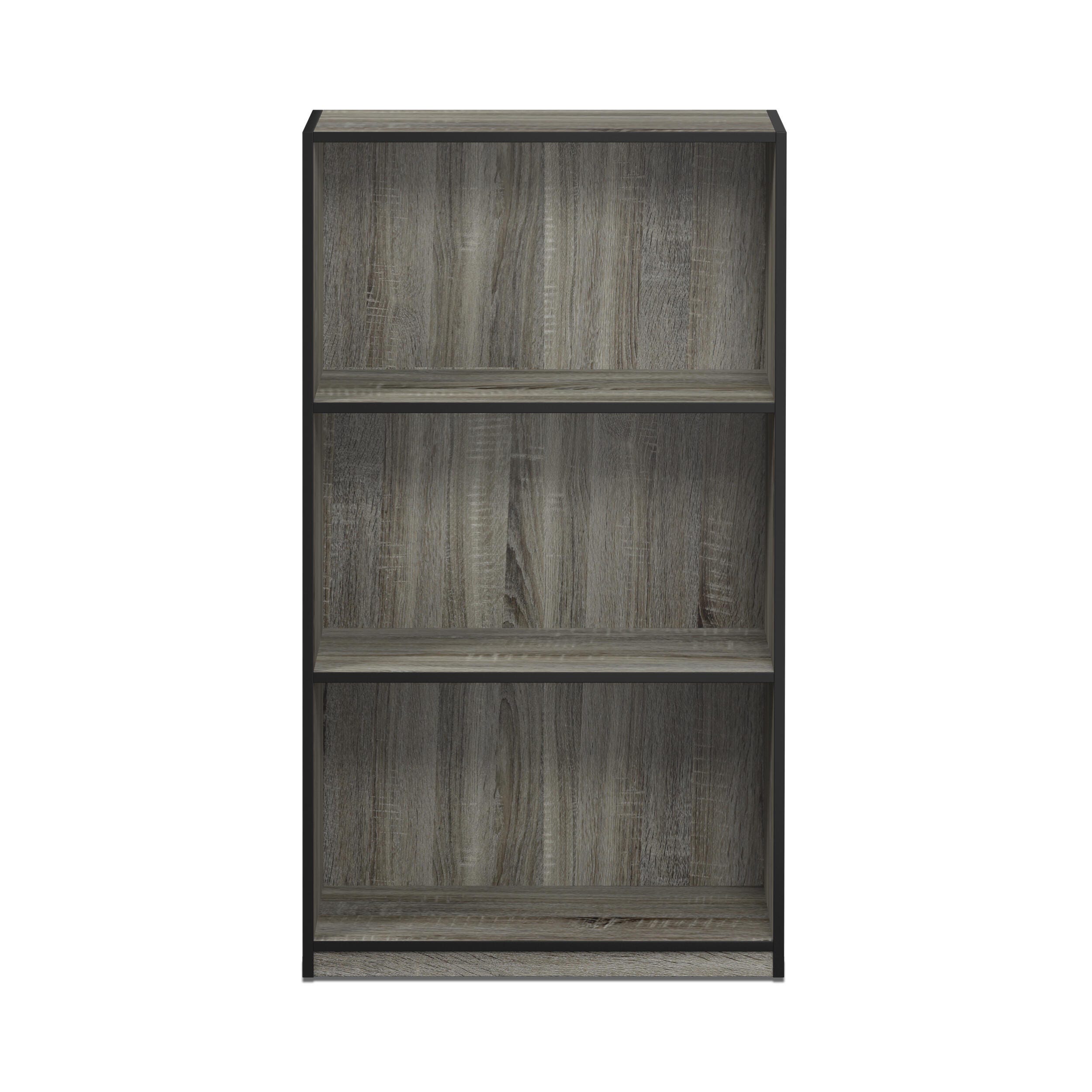 Basic 3-Tier Bookcase Storage Shelves, Gray, large