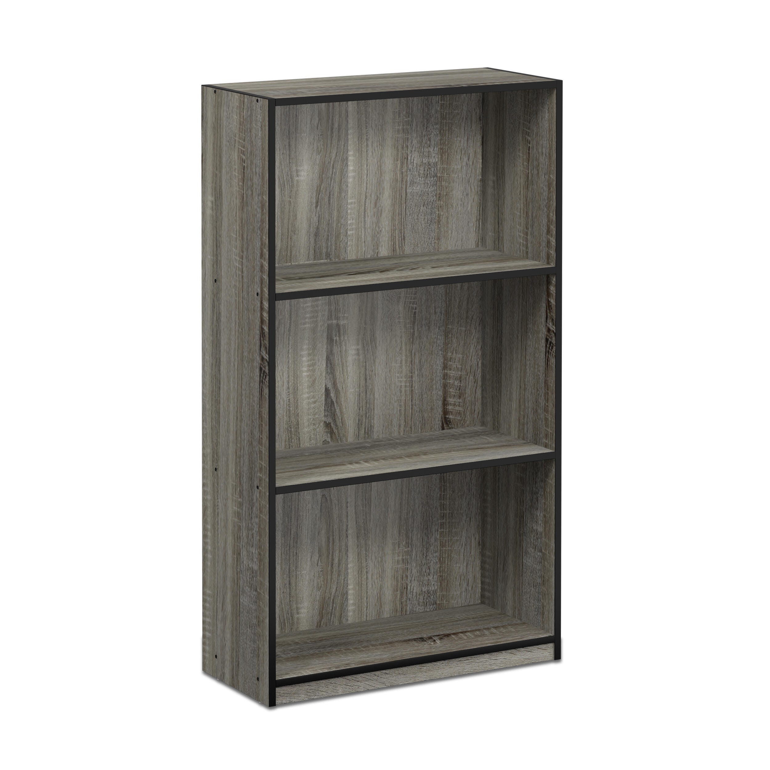 Basic 3-Tier Bookcase Storage Shelves, Gray, large
