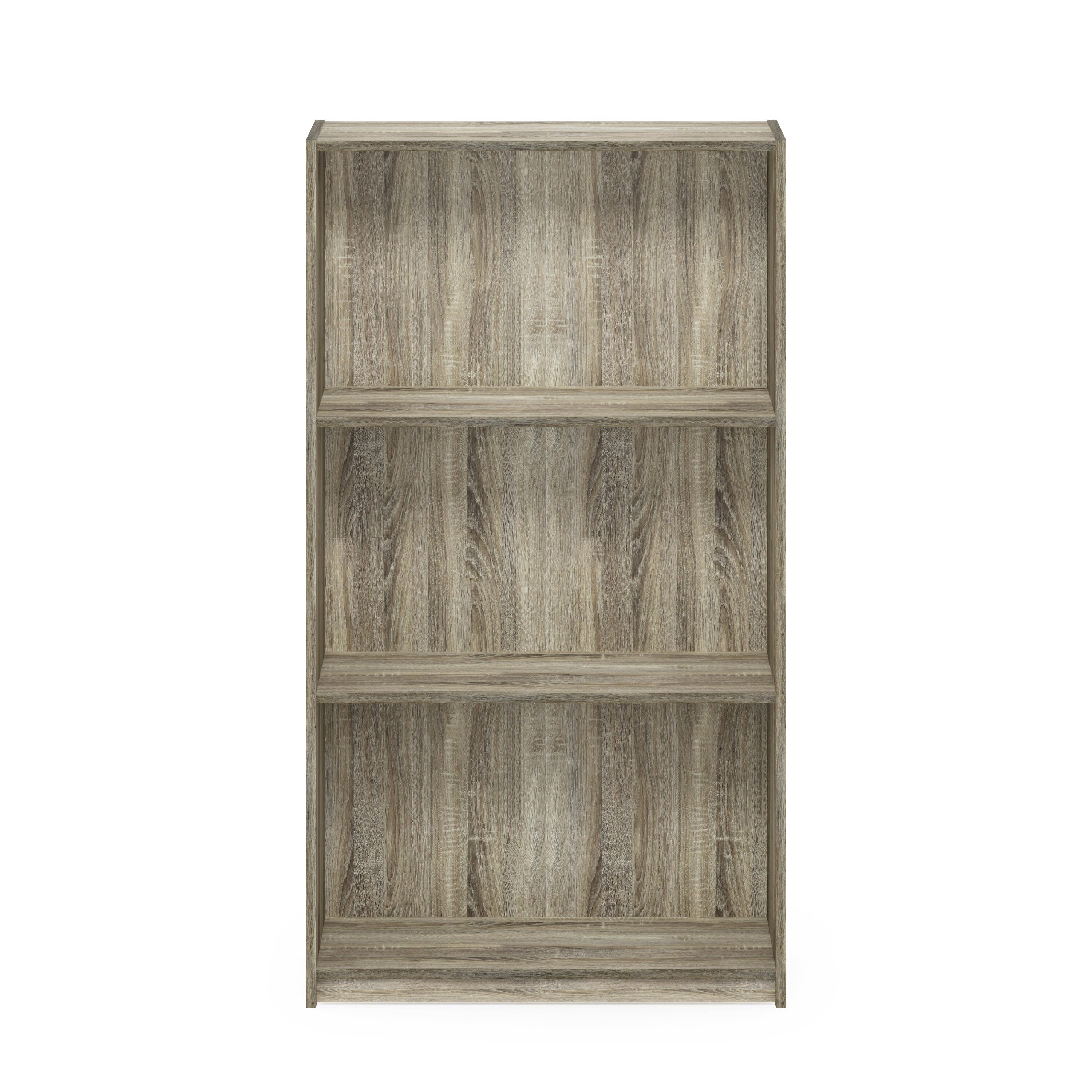 Basic 3-Tier Bookcase Storage Shelves, Beige, large