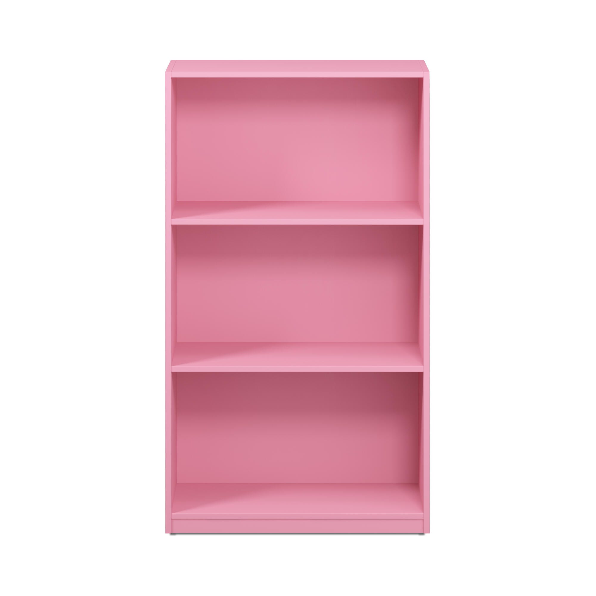 Basic 3-Tier Bookcase Storage Shelves, Pink, large