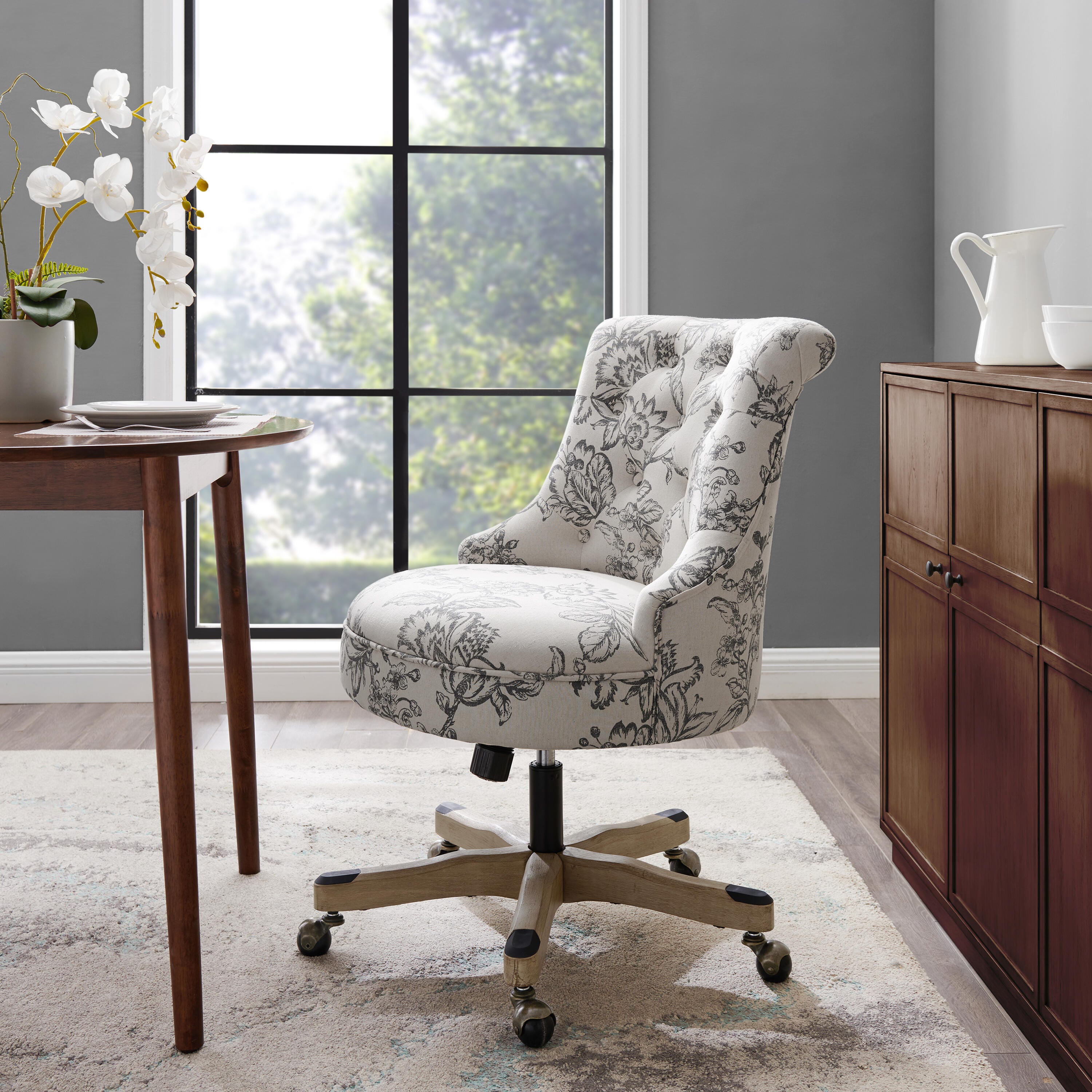 Linon Corbin Office Chair, White/Gray, large