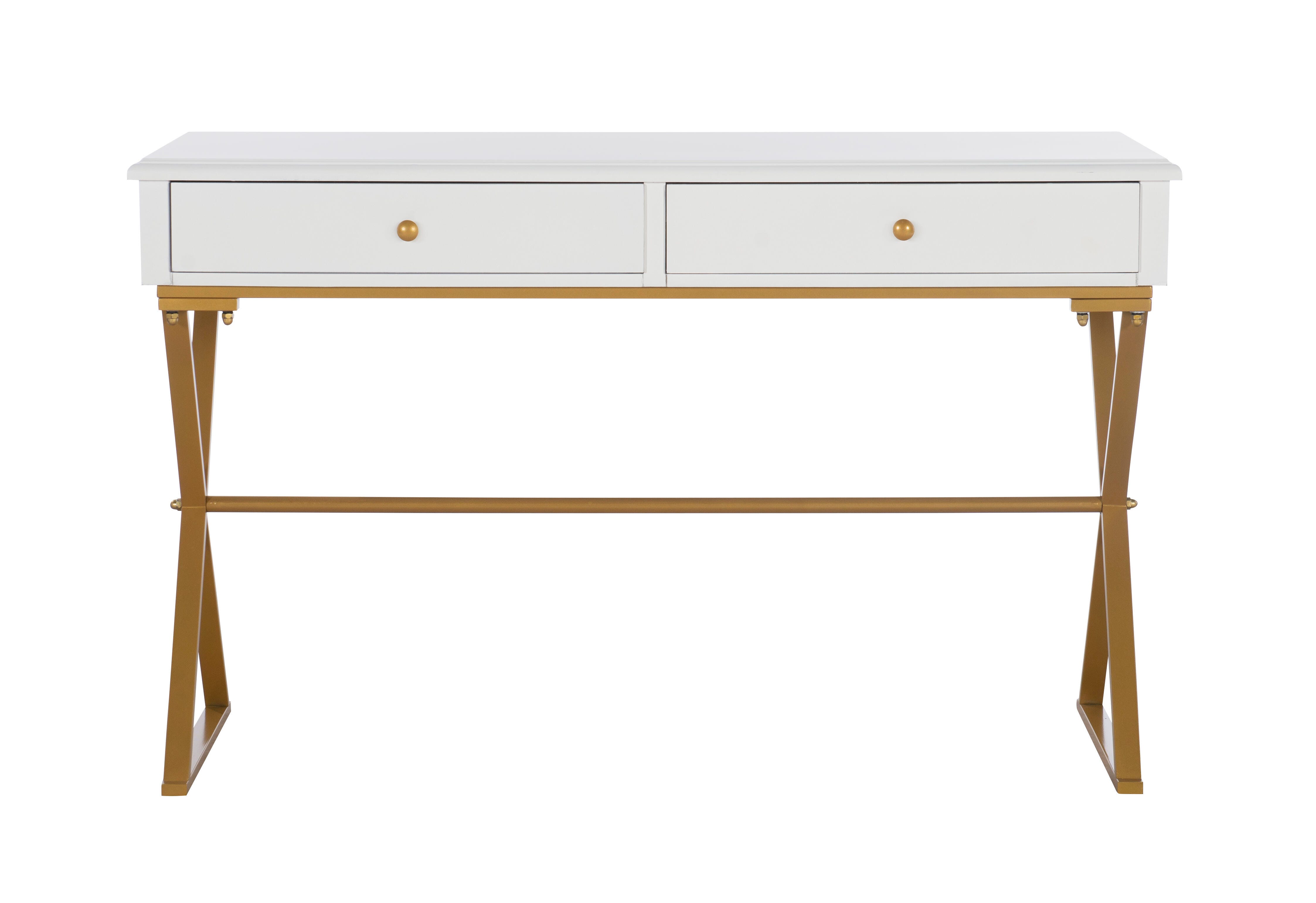 Linon Henrick Campaign Desk, White, large