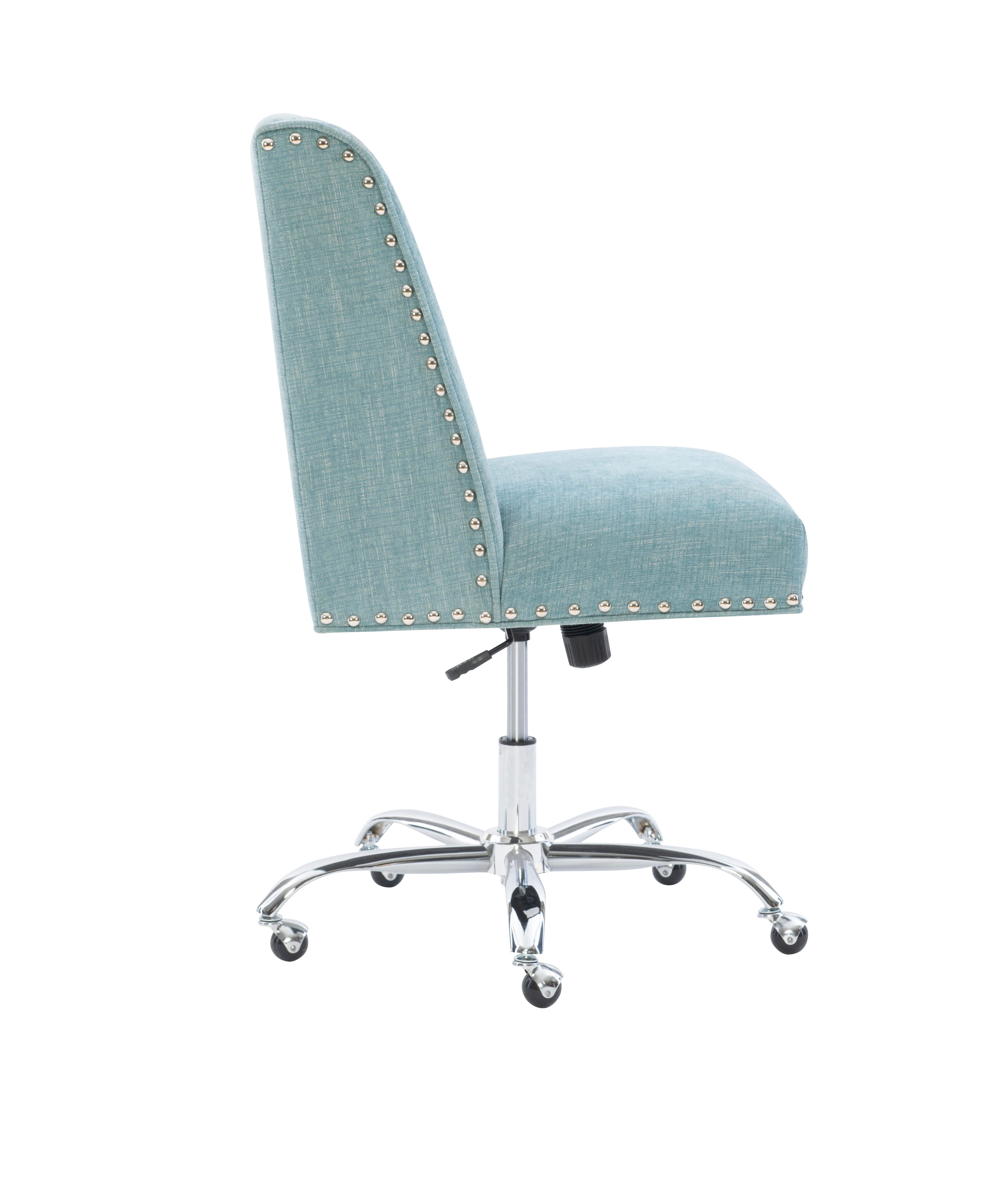 Linon Draper Office Chair, Light Blue, large