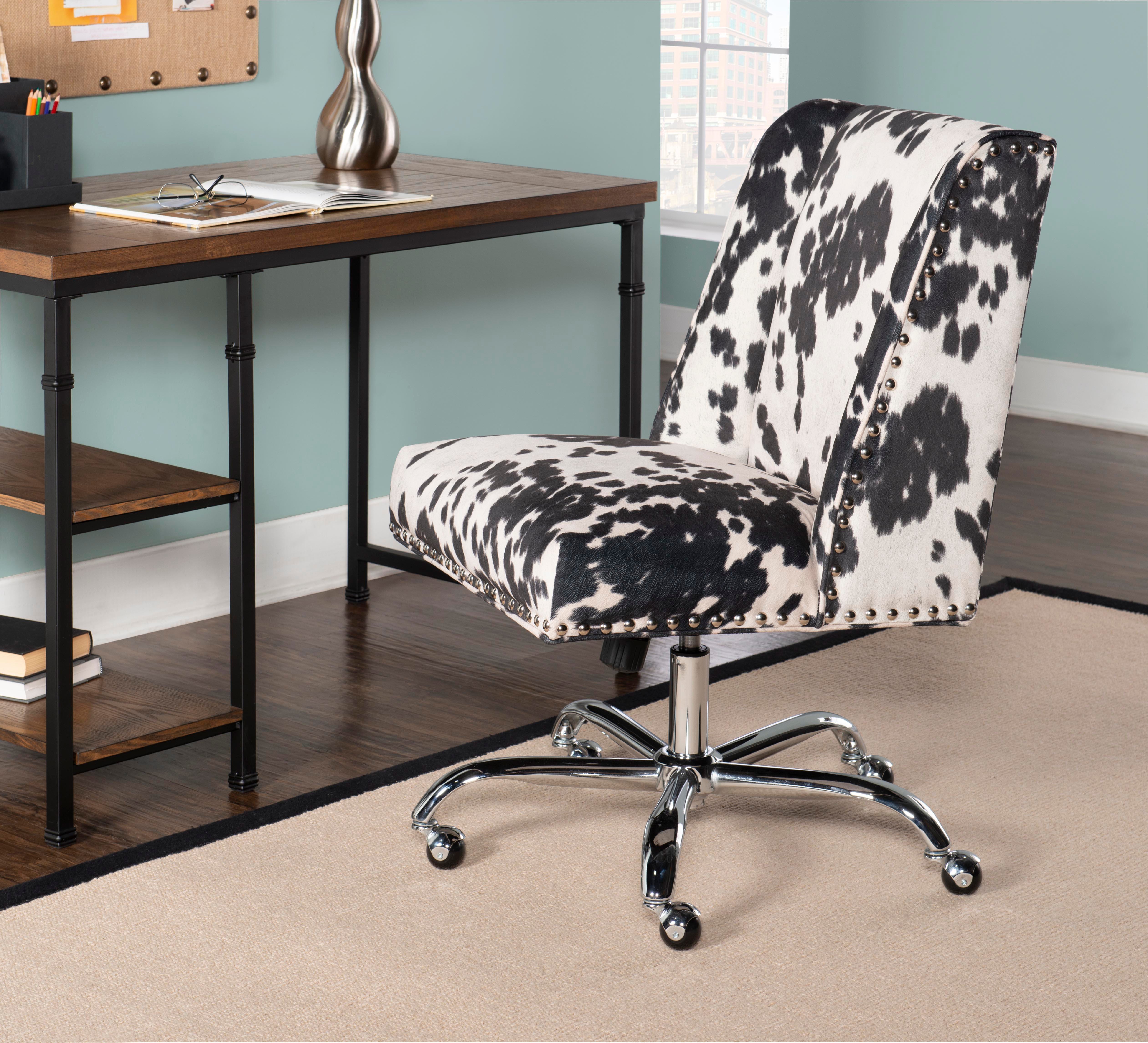 Linon Draper Office Chair, Black/White, rollover