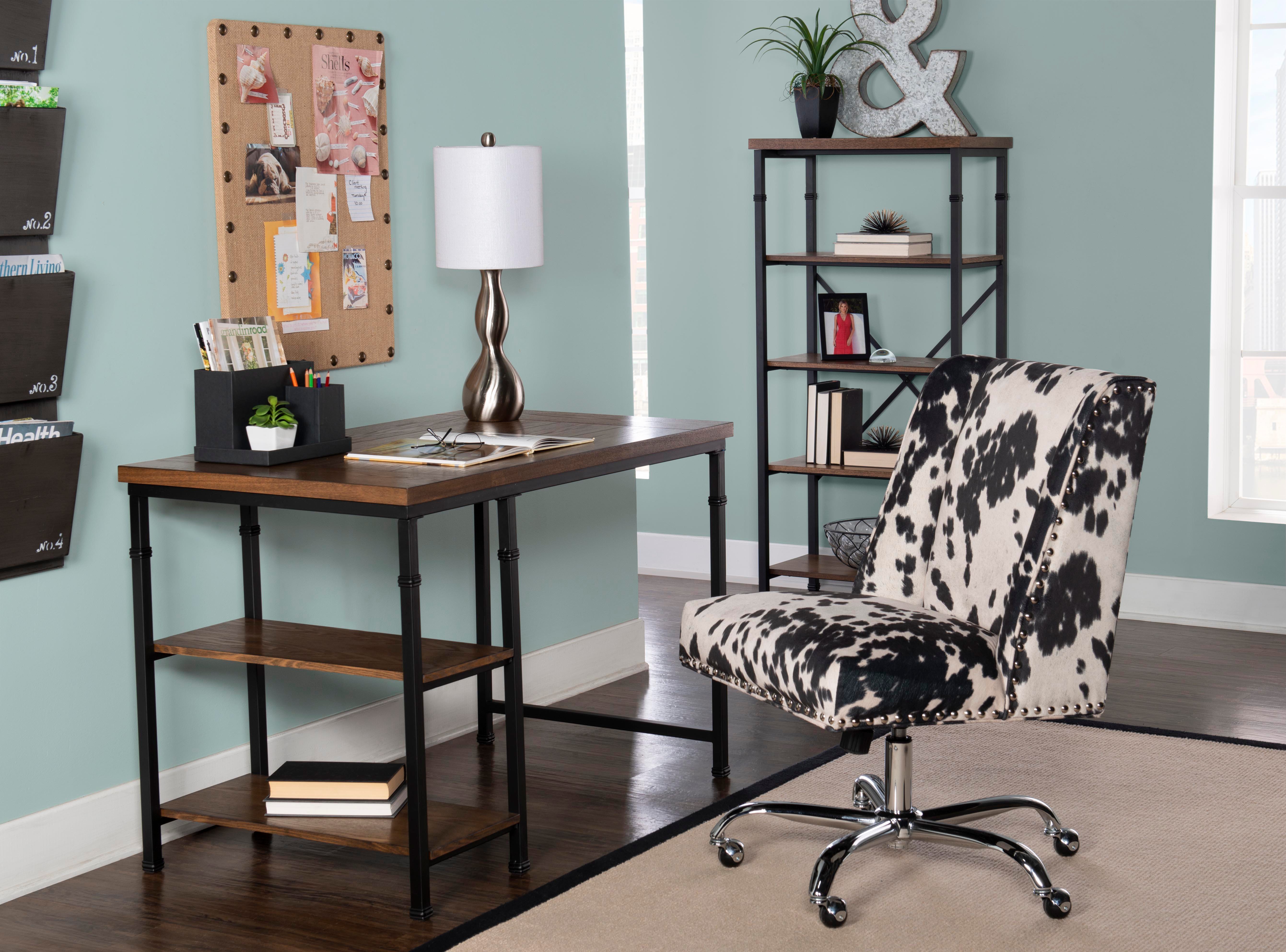 Linon Draper Office Chair, Black/White, large