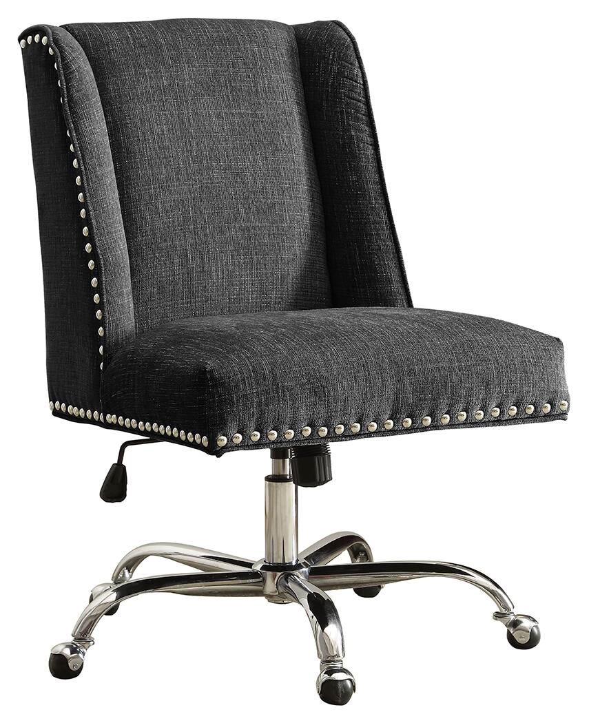 Linon Draper Office Chair, Charcoal, large