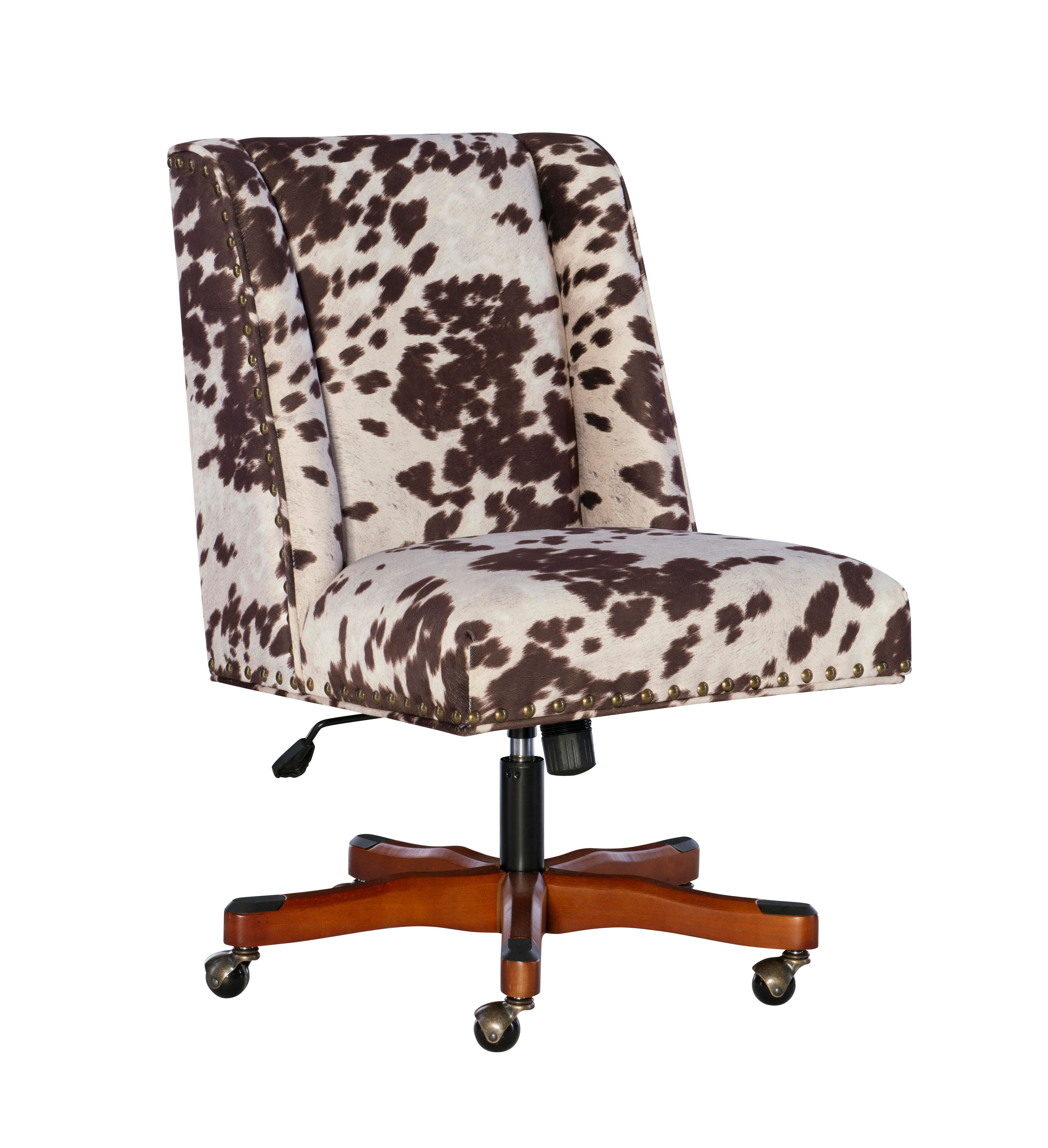 Linon Draper Office Chair, Brown/White, large